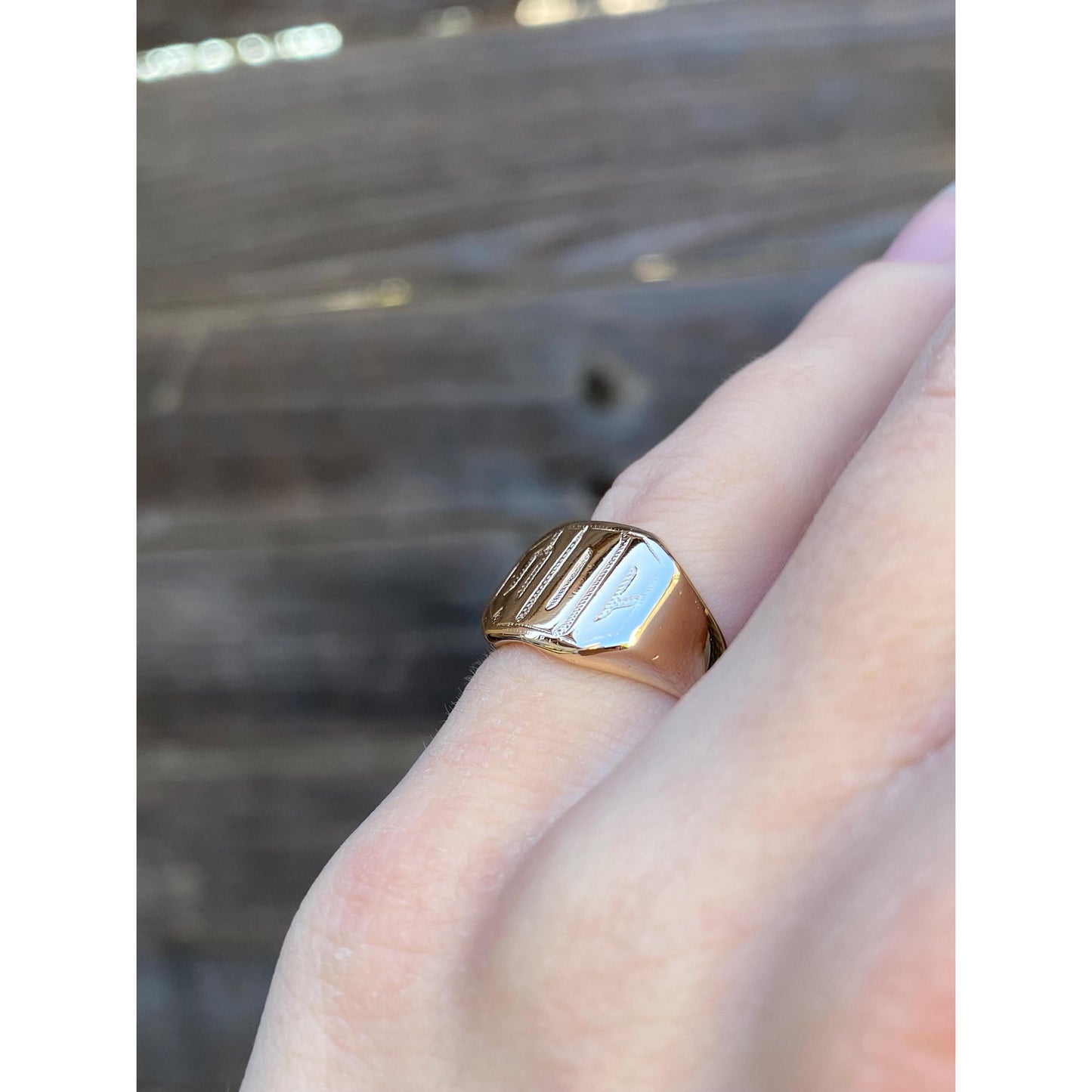 Vintage Solid 10k Yellow Gold Monogram 'WDC' Signet Ring - Size 2.75