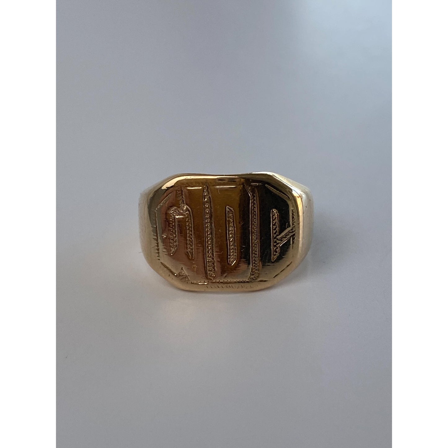 Vintage Solid 10k Yellow Gold Monogram 'WDC' Signet Ring - Size 2.75