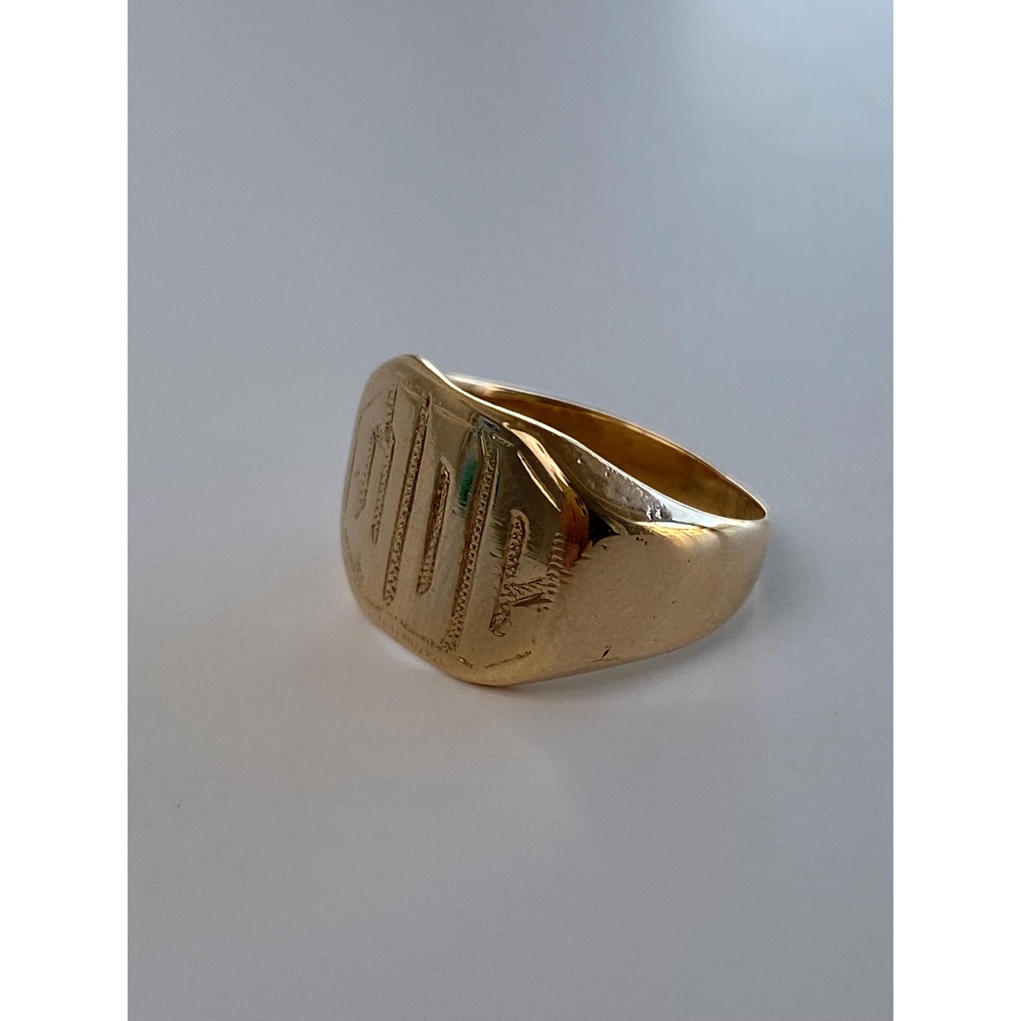 Vintage Solid 10k Yellow Gold Monogram 'WDC' Signet Ring - Size 2.75