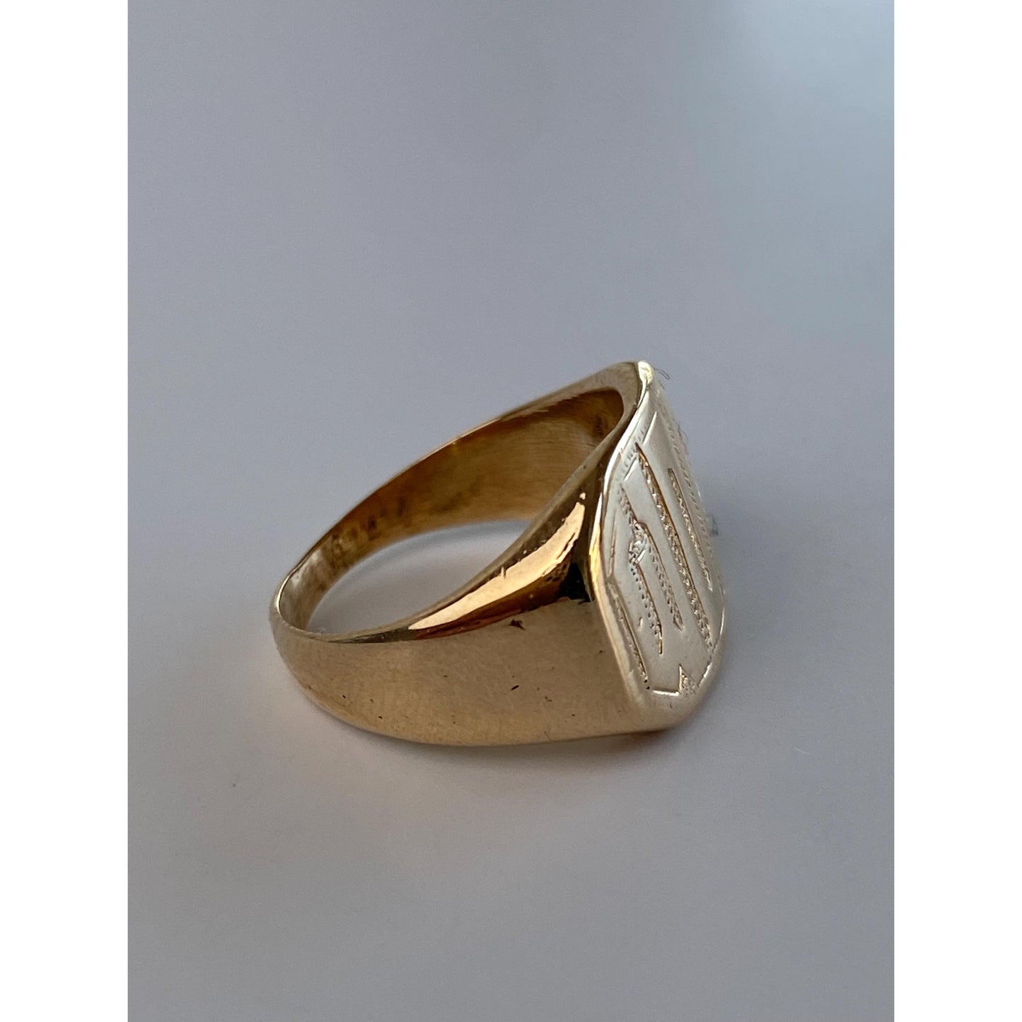 Vintage Solid 10k Yellow Gold Monogram 'WDC' Signet Ring - Size 2.75