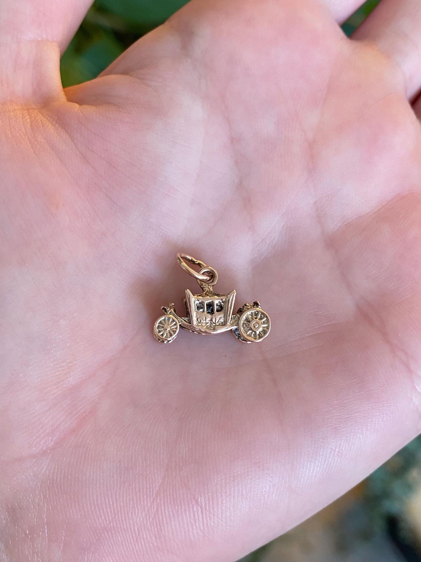 Vintage Solid 10k Yellow Gold Carriage Charm