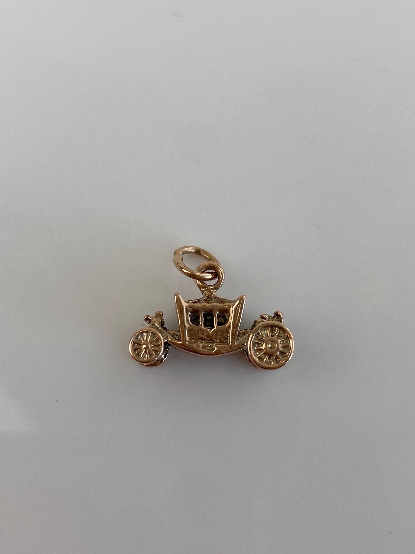 Vintage Solid 10k Yellow Gold Carriage Charm