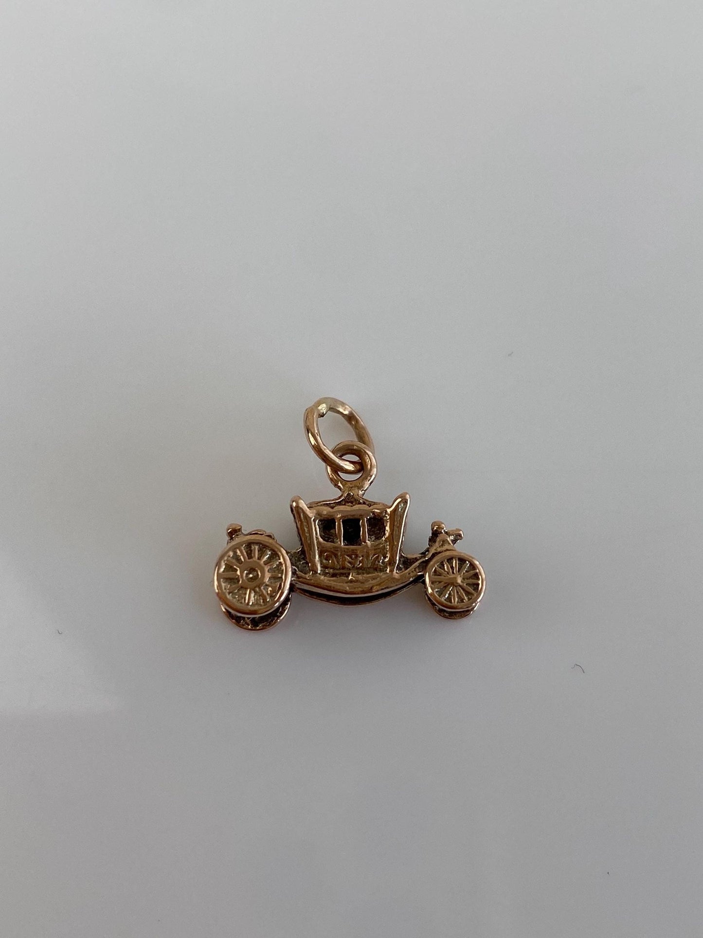 Vintage Solid 10k Yellow Gold Carriage Charm
