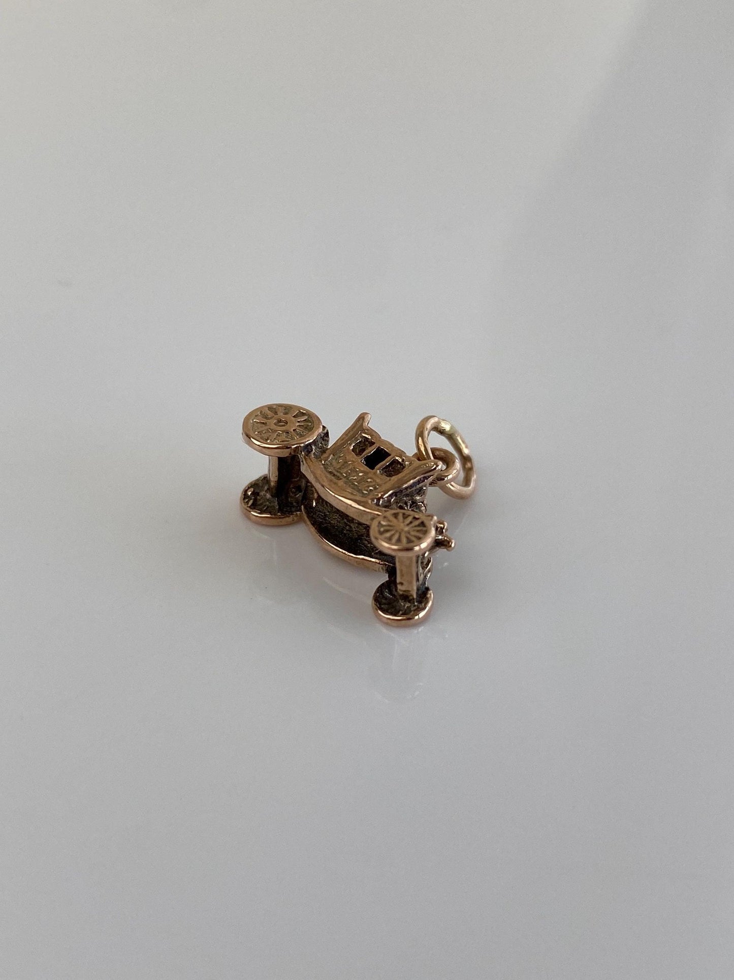 Vintage Solid 10k Yellow Gold Carriage Charm
