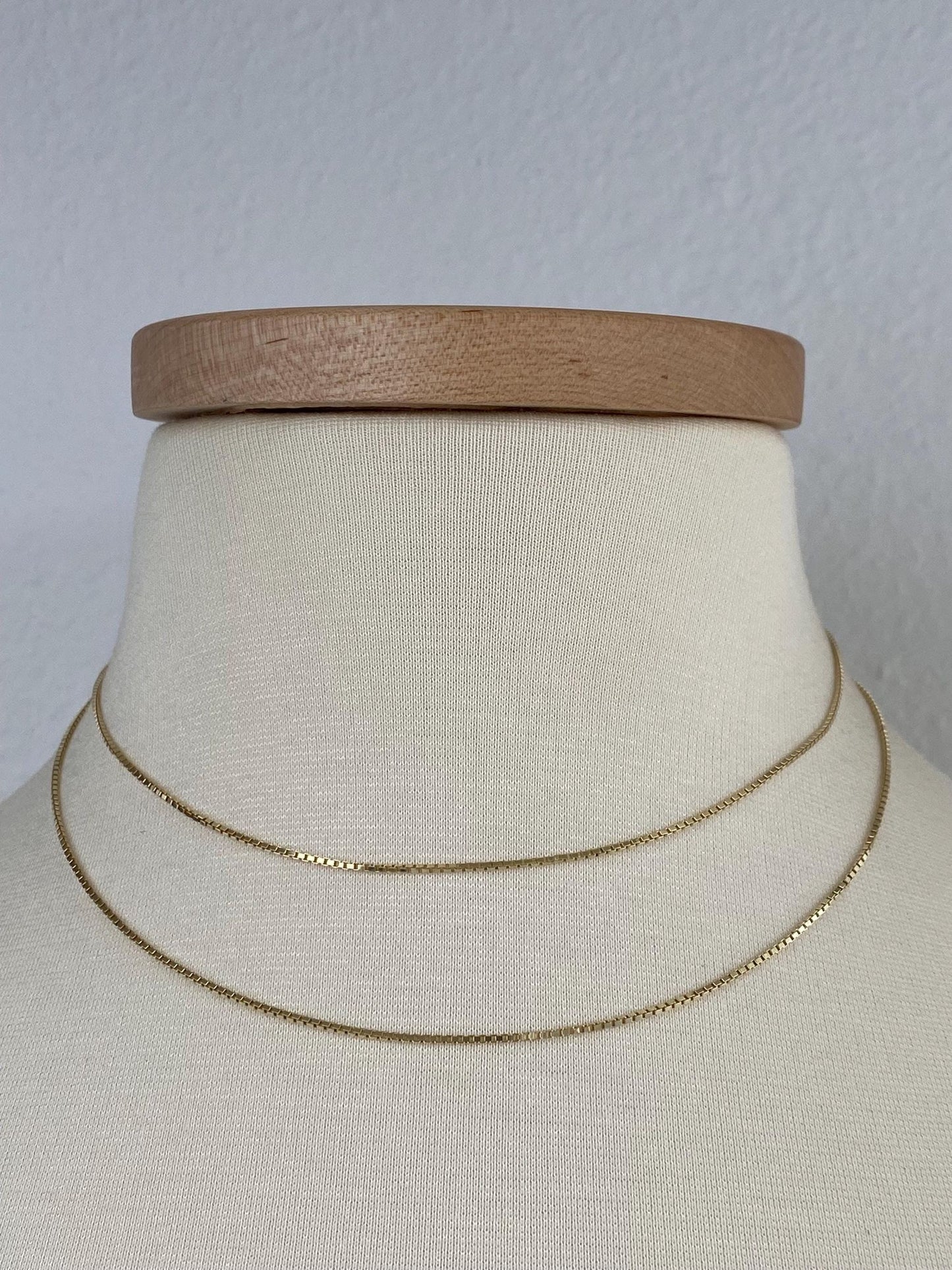 Vintage Solid 14k Yellow Gold Long Box Chain Necklace - 32.25 inches