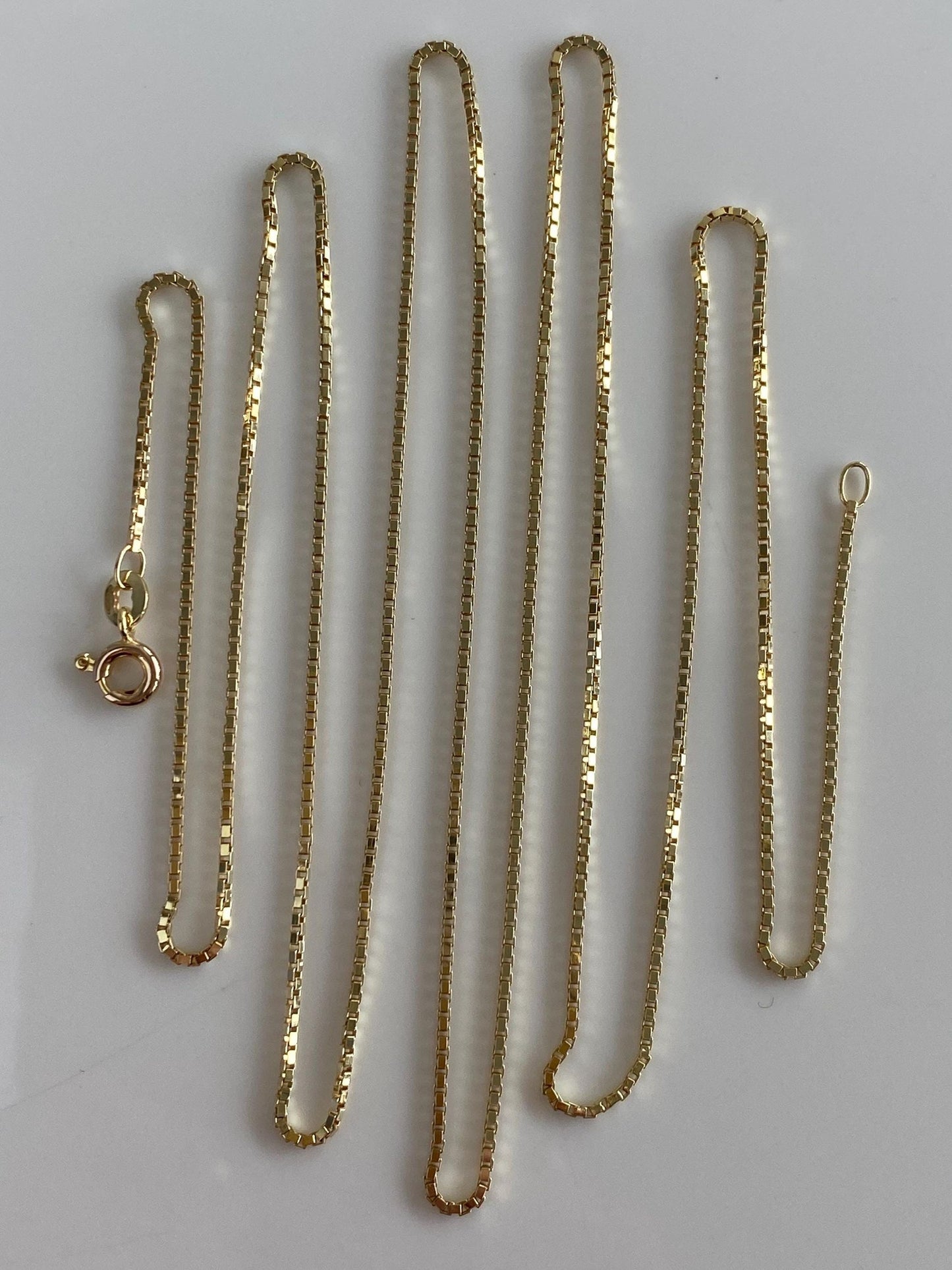 Vintage Solid 14k Yellow Gold Long Box Chain Necklace - 32.25 inches