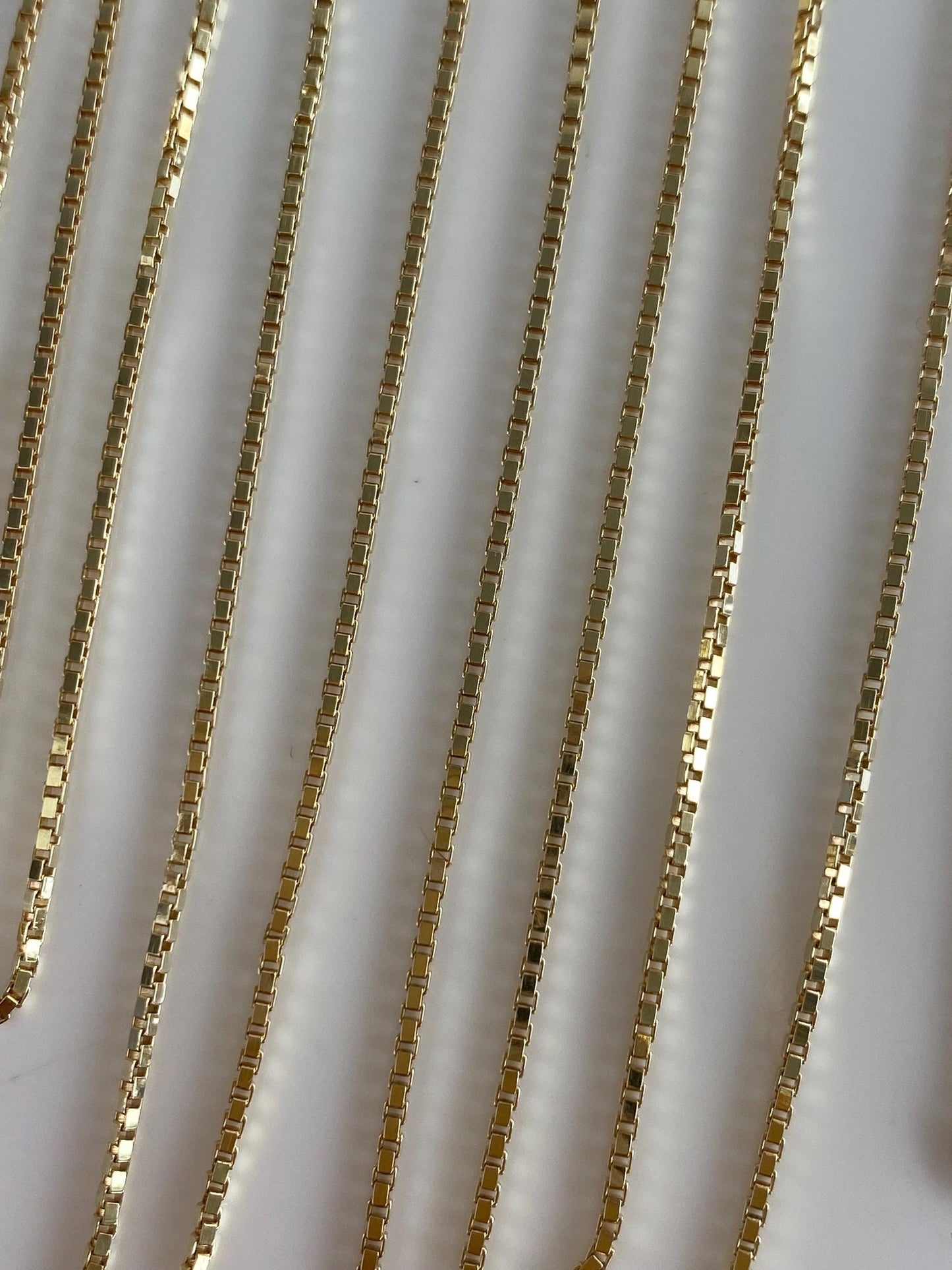 Vintage Solid 14k Yellow Gold Long Box Chain Necklace - 32.25 inches