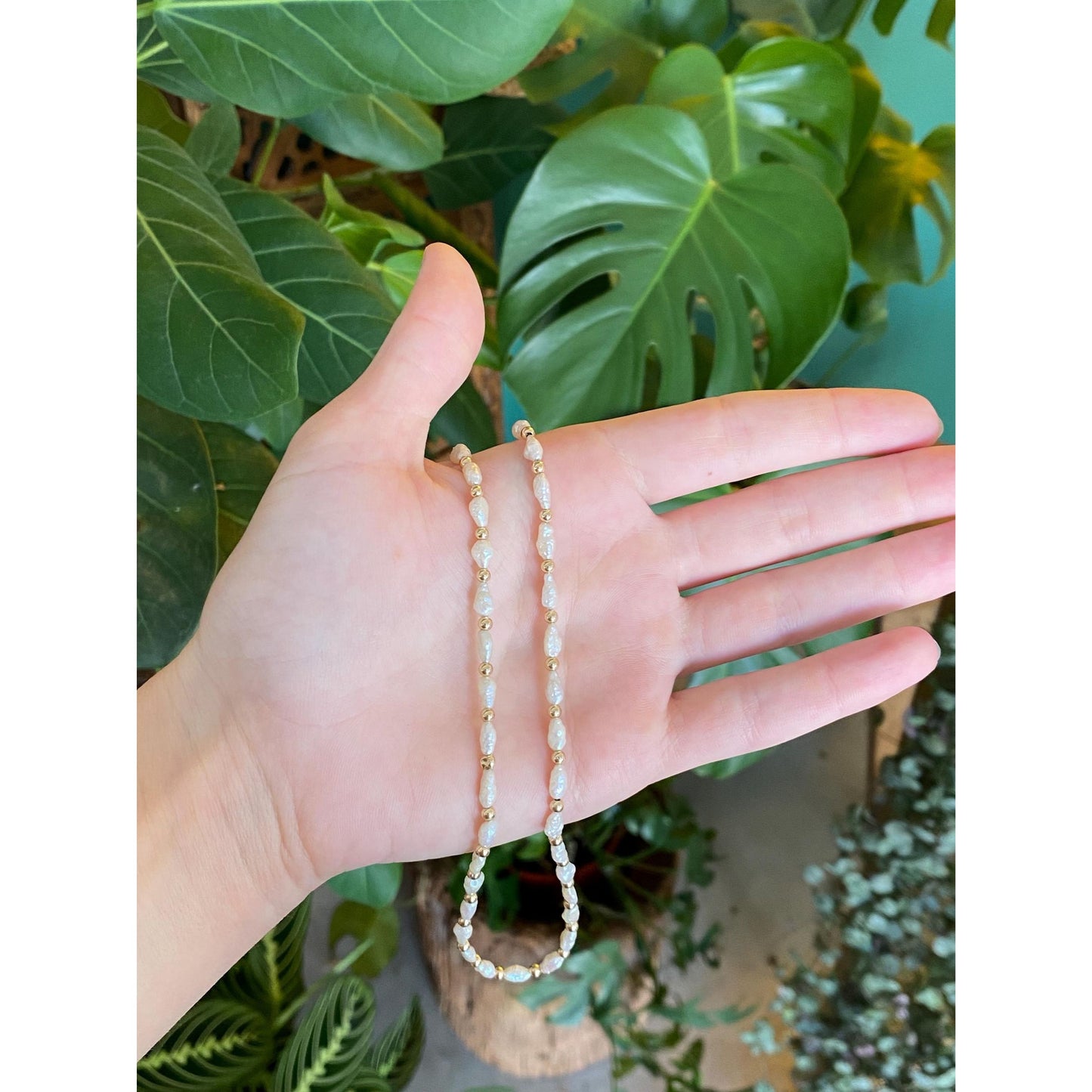 Vintage 14k Yellow Gold Pearl & Gold Ball Strand Necklace - 24 inches