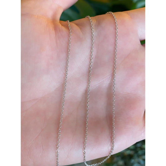 Vintage Solid 14k White Gold Rolo Chain Necklace - 17.75 inches
