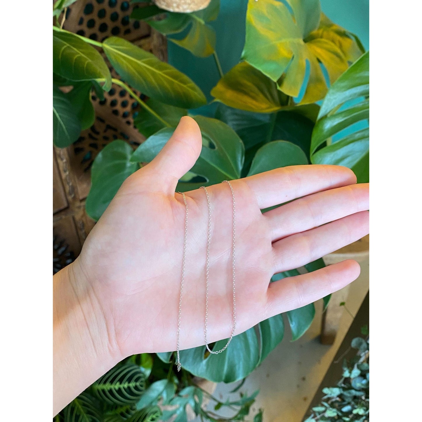 Vintage Solid 14k White Gold Rolo Chain Necklace - 17.75 inches