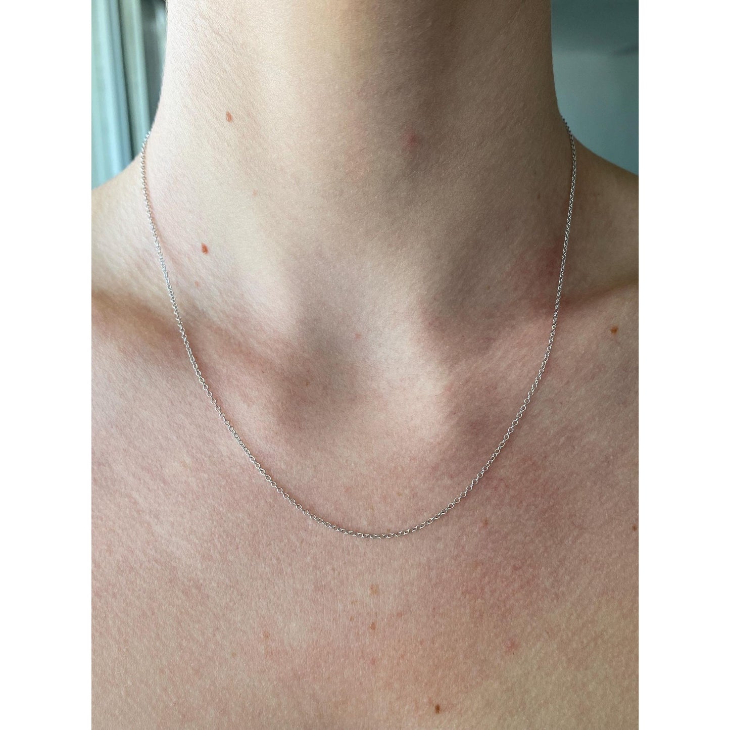 Vintage Solid 14k White Gold Rolo Chain Necklace - 17.75 inches