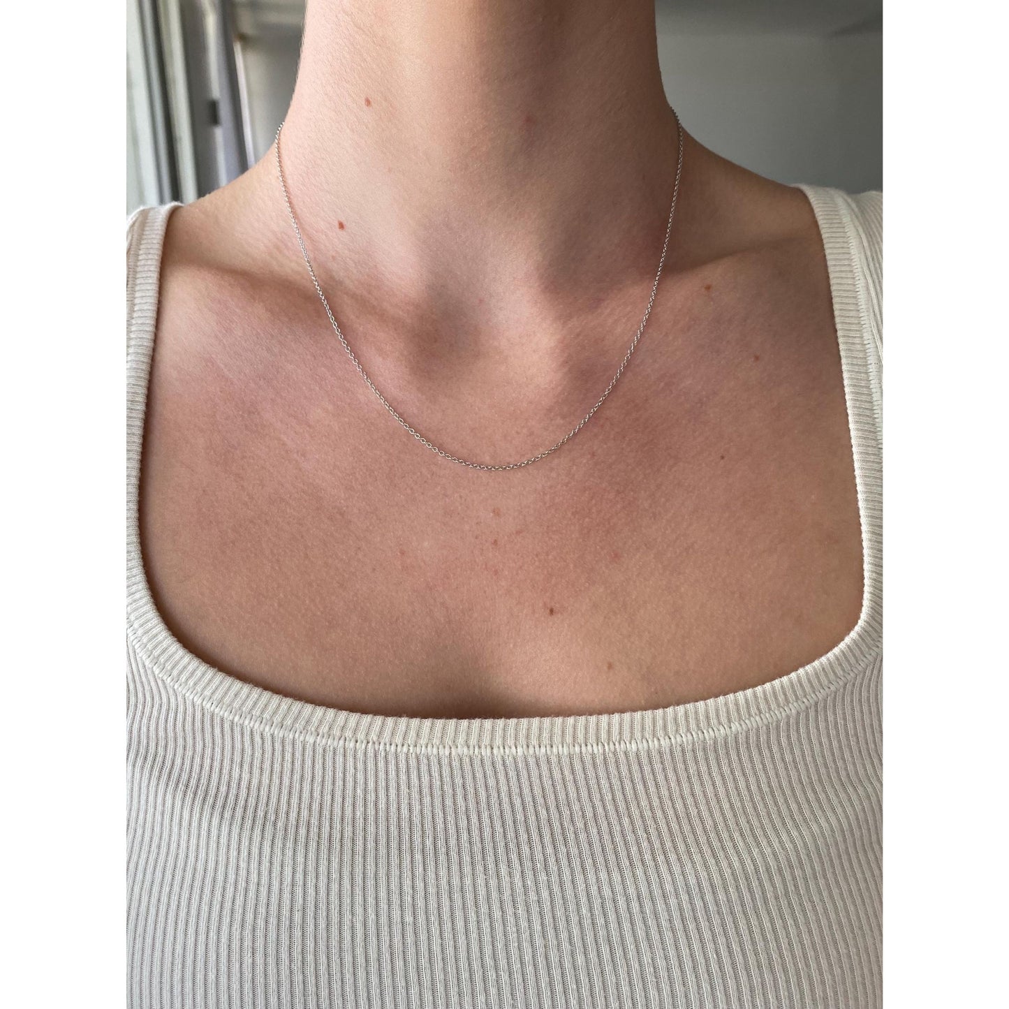 Vintage Solid 14k White Gold Rolo Chain Necklace - 17.75 inches