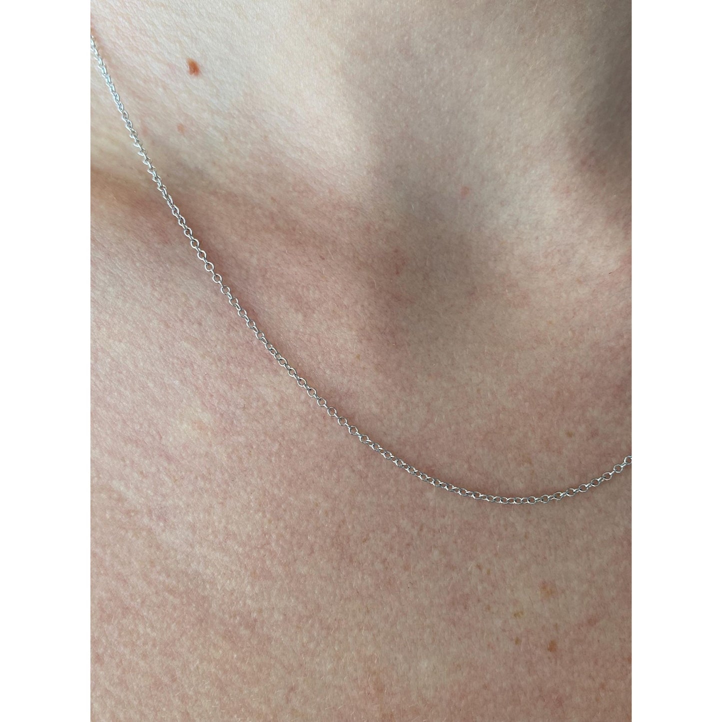 Vintage Solid 14k White Gold Rolo Chain Necklace - 17.75 inches
