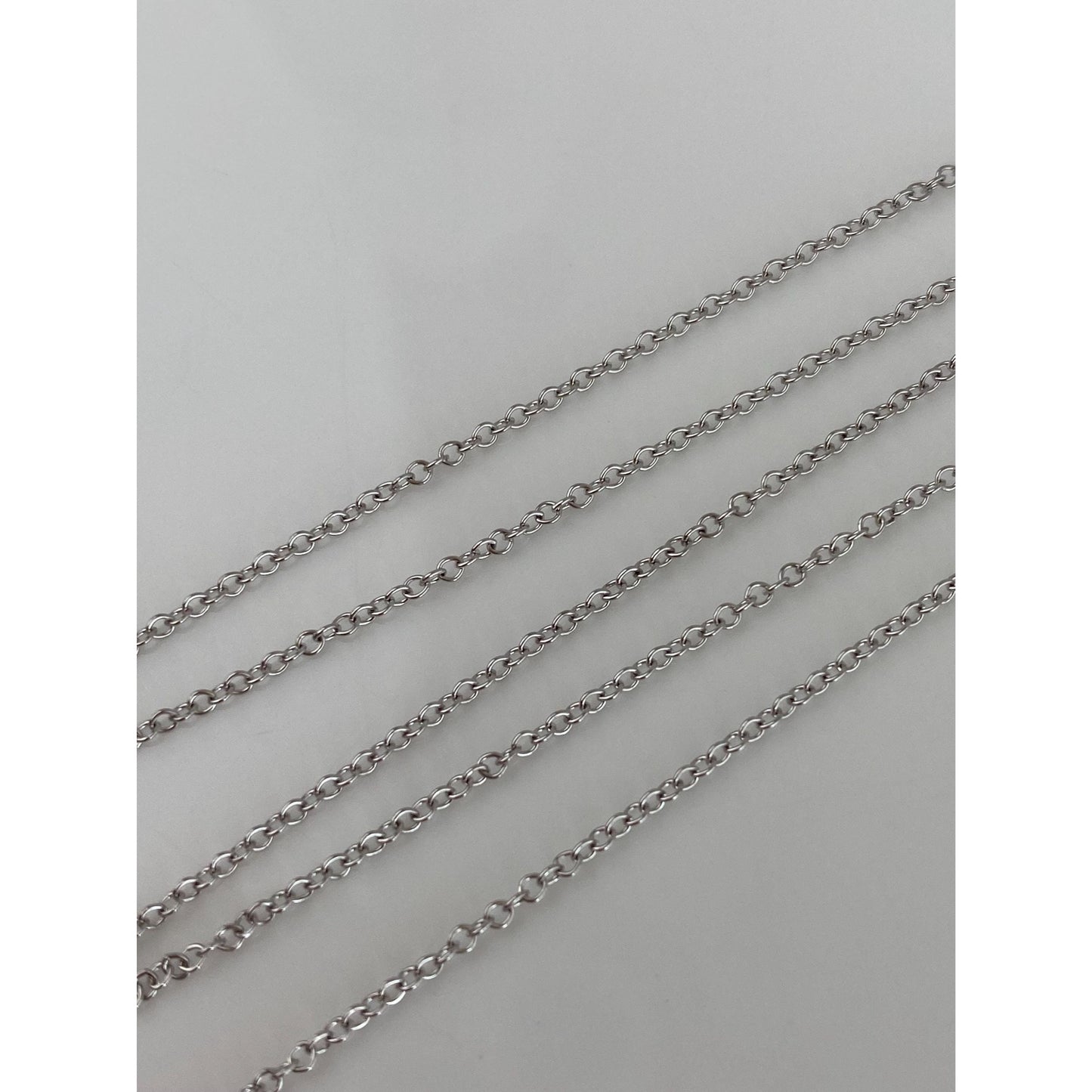 Vintage Solid 14k White Gold Rolo Chain Necklace - 17.75 inches