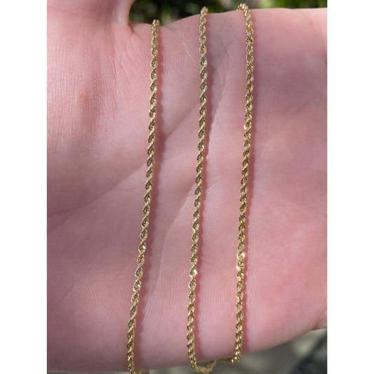 Vintage Solid 14k Yellow Gold Rope Chain Necklace - 24 inches