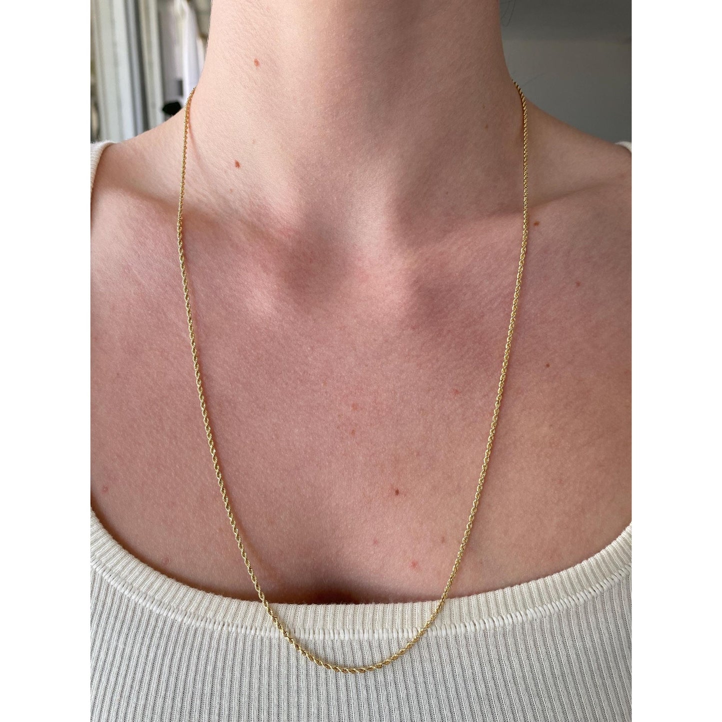 Vintage Solid 14k Yellow Gold Rope Chain Necklace - 24 inches