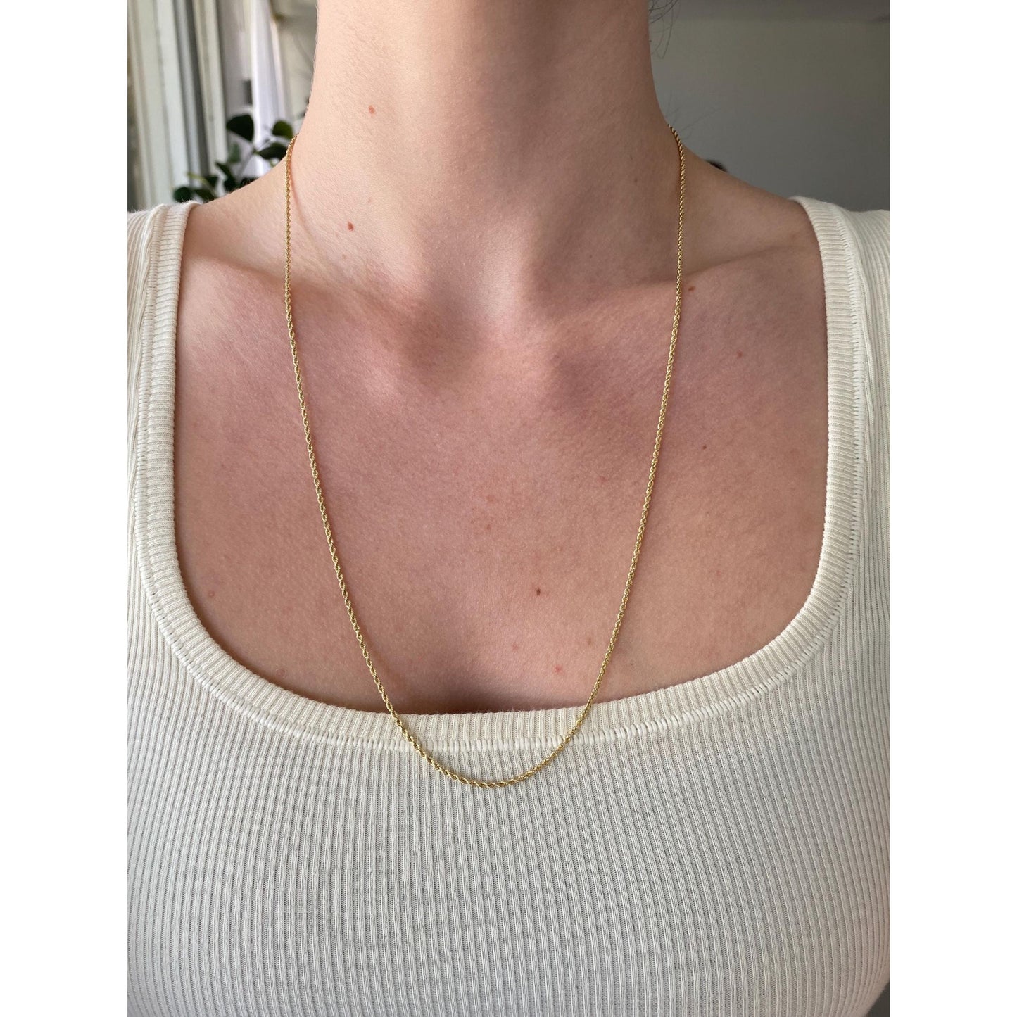 Vintage Solid 14k Yellow Gold Rope Chain Necklace - 24 inches
