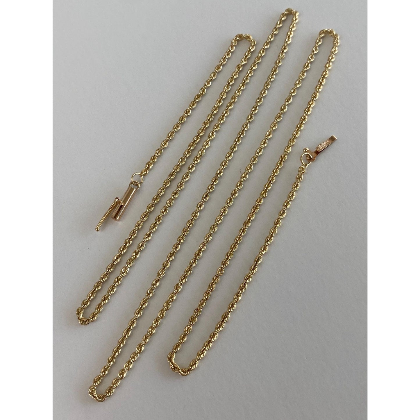 Vintage Solid 14k Yellow Gold Rope Chain Necklace - 24 inches