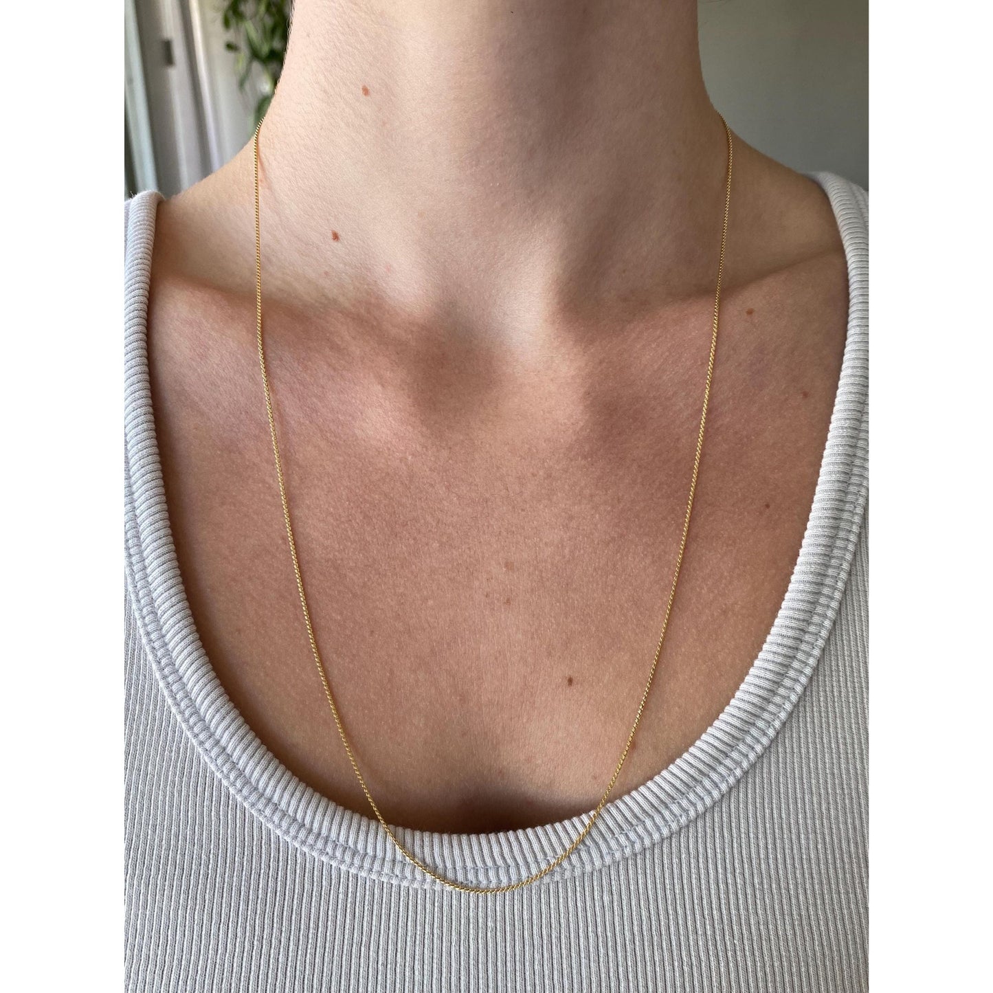 Vintage Solid 18k Yellow Gold Serpentine Chain Necklace - 23.75 inches