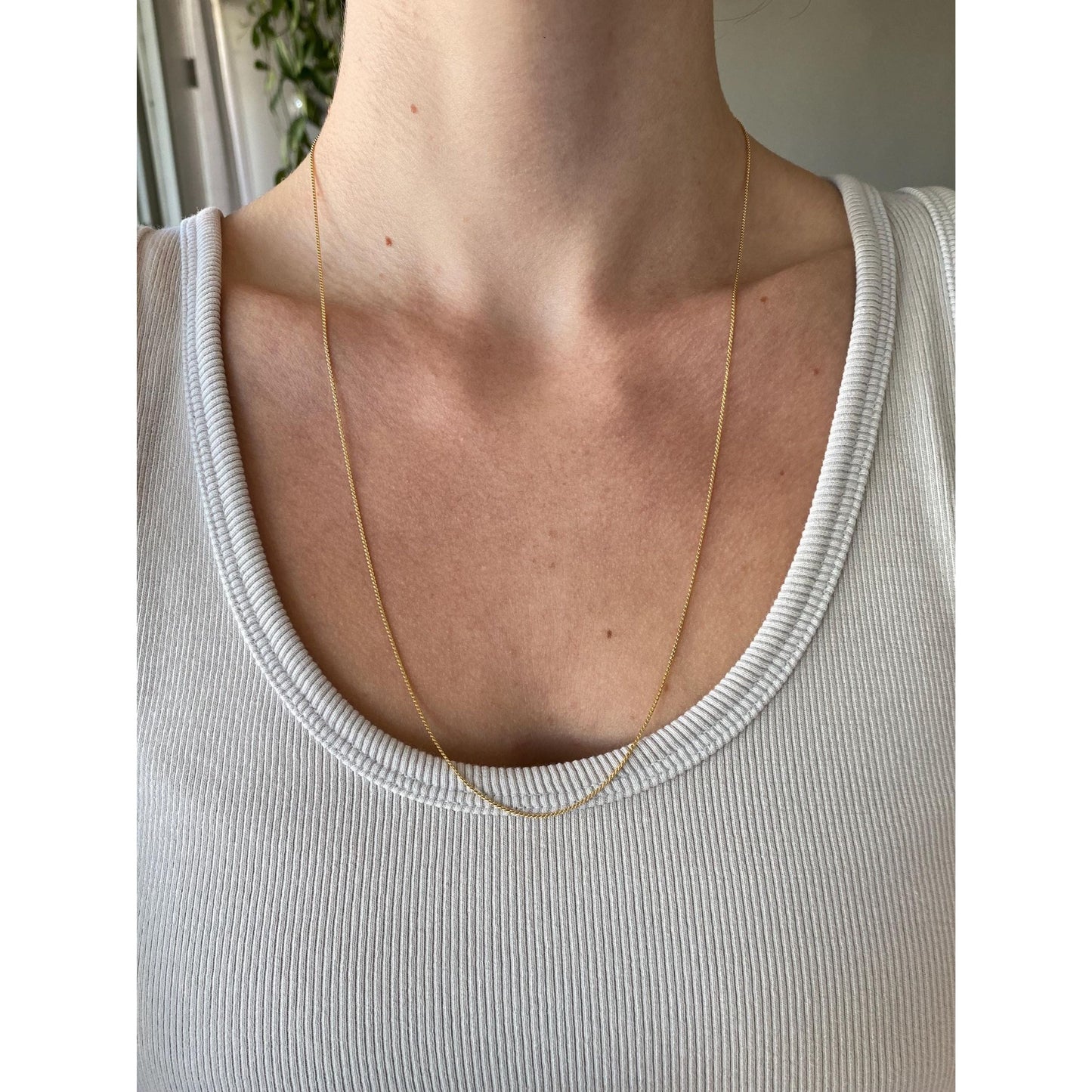 Vintage Solid 18k Yellow Gold Serpentine Chain Necklace - 23.75 inches