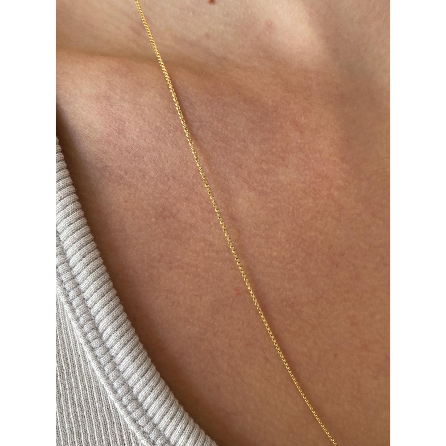 Vintage Solid 18k Yellow Gold Serpentine Chain Necklace - 23.75 inches