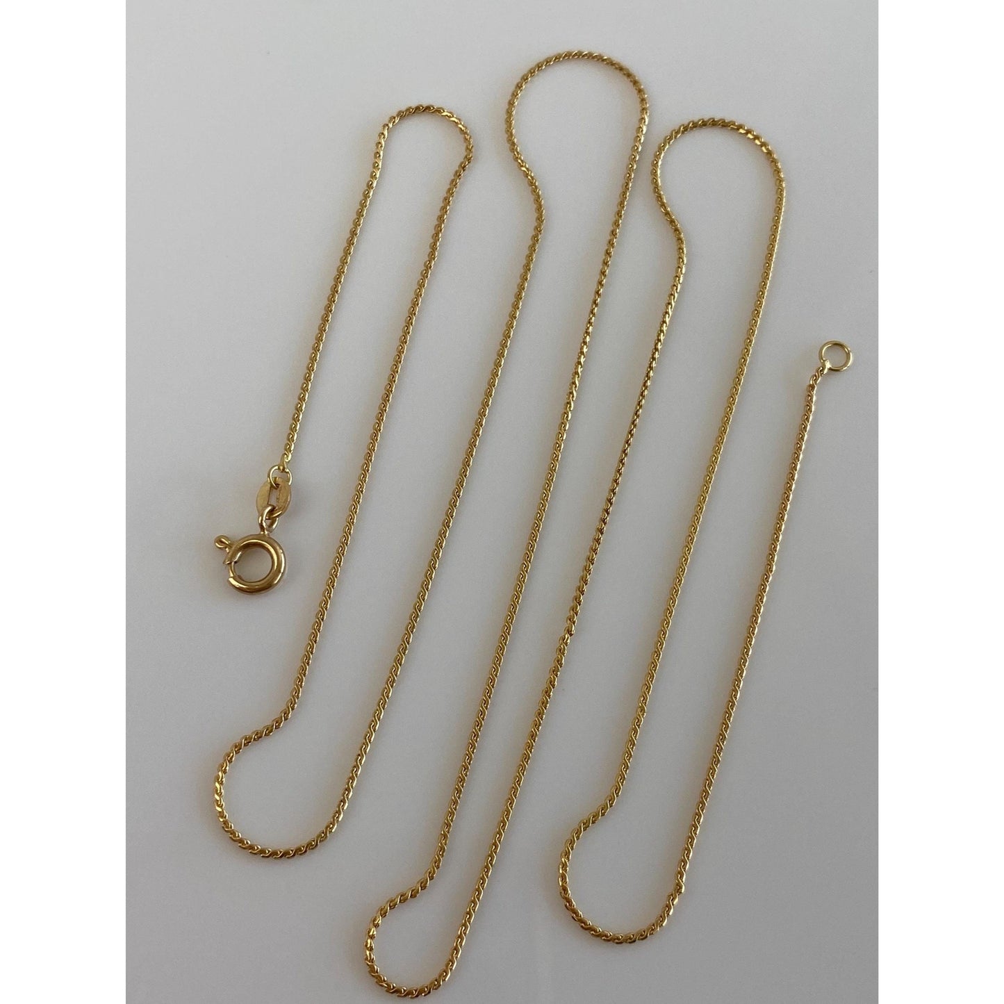 Vintage Solid 18k Yellow Gold Serpentine Chain Necklace - 23.75 inches