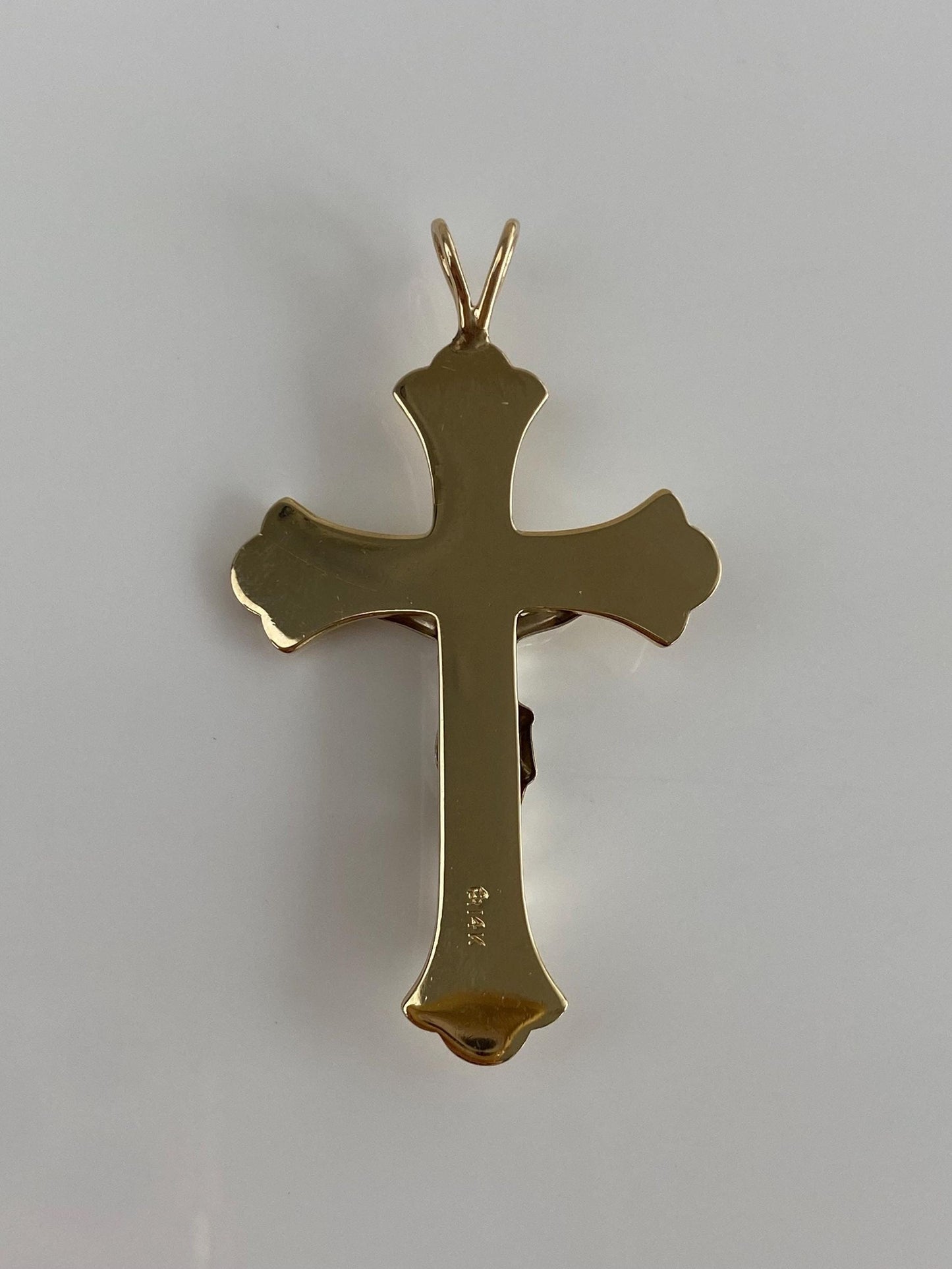 Vintage Solid 14k White & Yellow Gold Large Crucifix Cross Charm