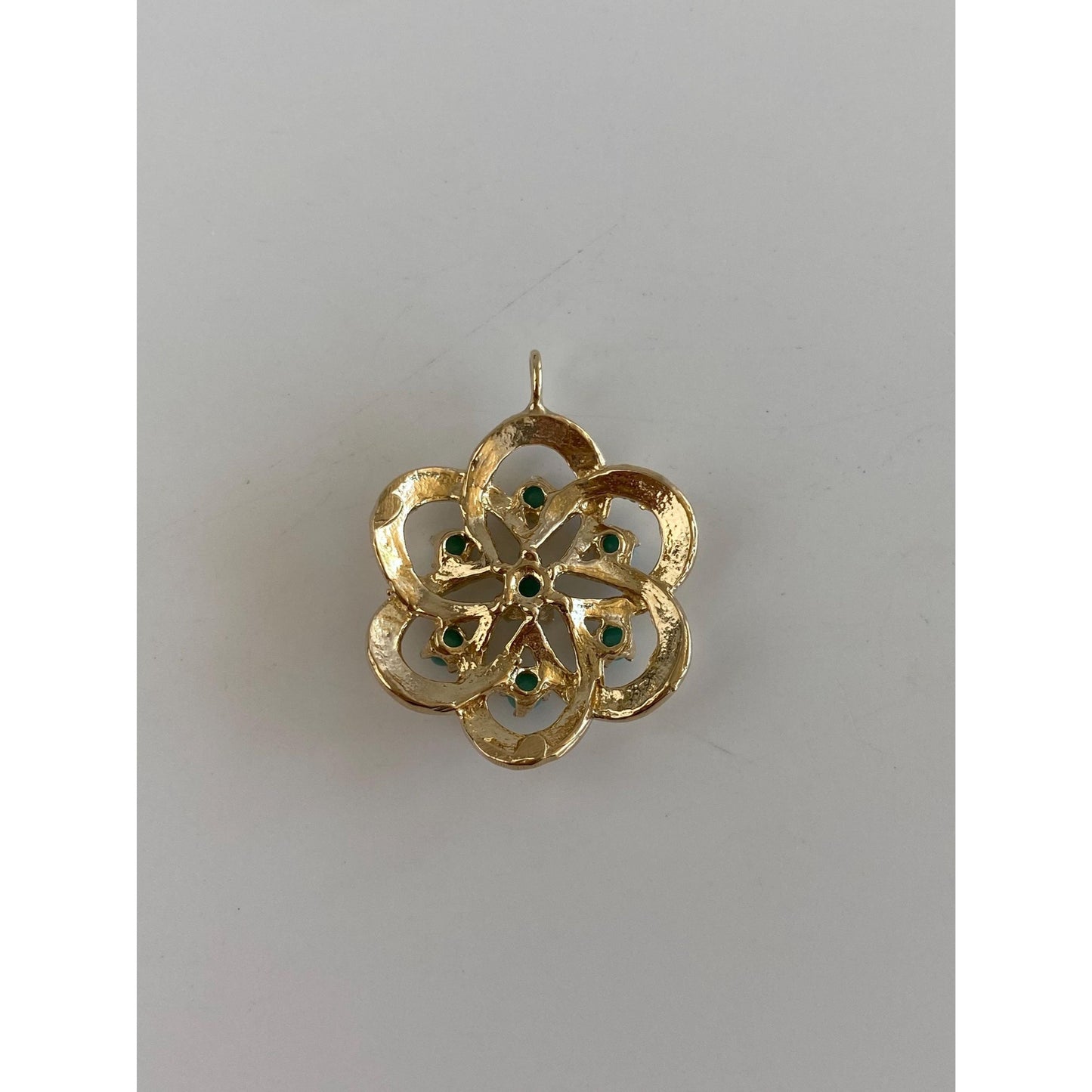 Vintage Solid 14k Yellow Gold Turquoise Knot Charm