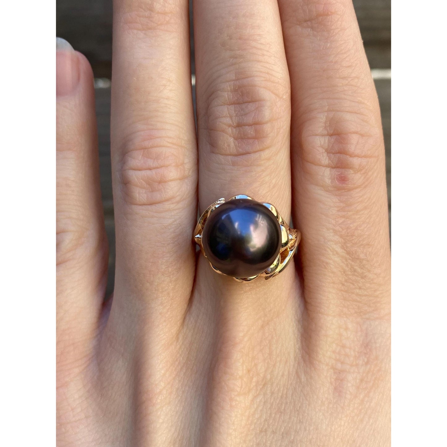 Vintage Solid 14k Yellow Gold Mabe Pearl Ring - Size 6