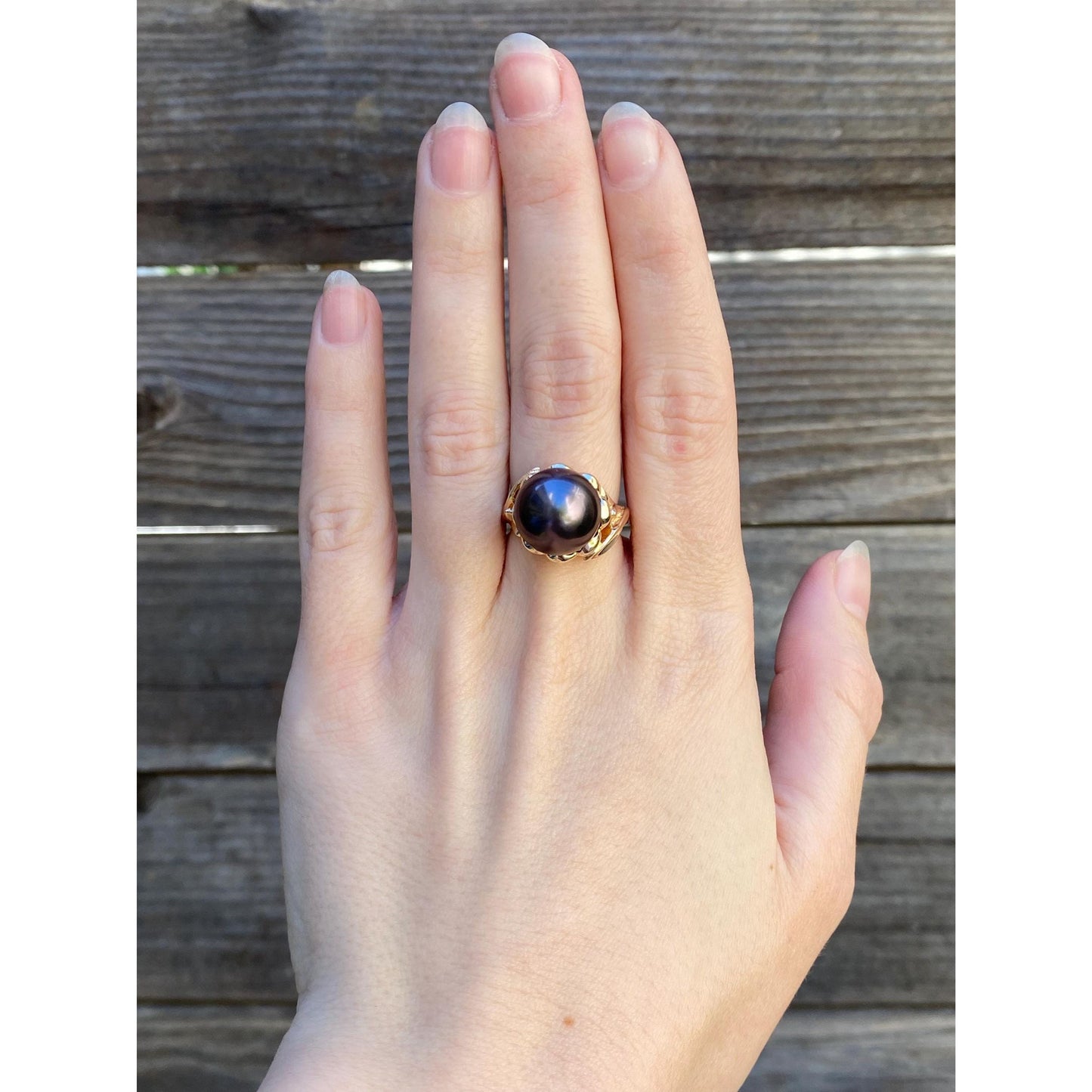 Vintage Solid 14k Yellow Gold Mabe Pearl Ring - Size 6