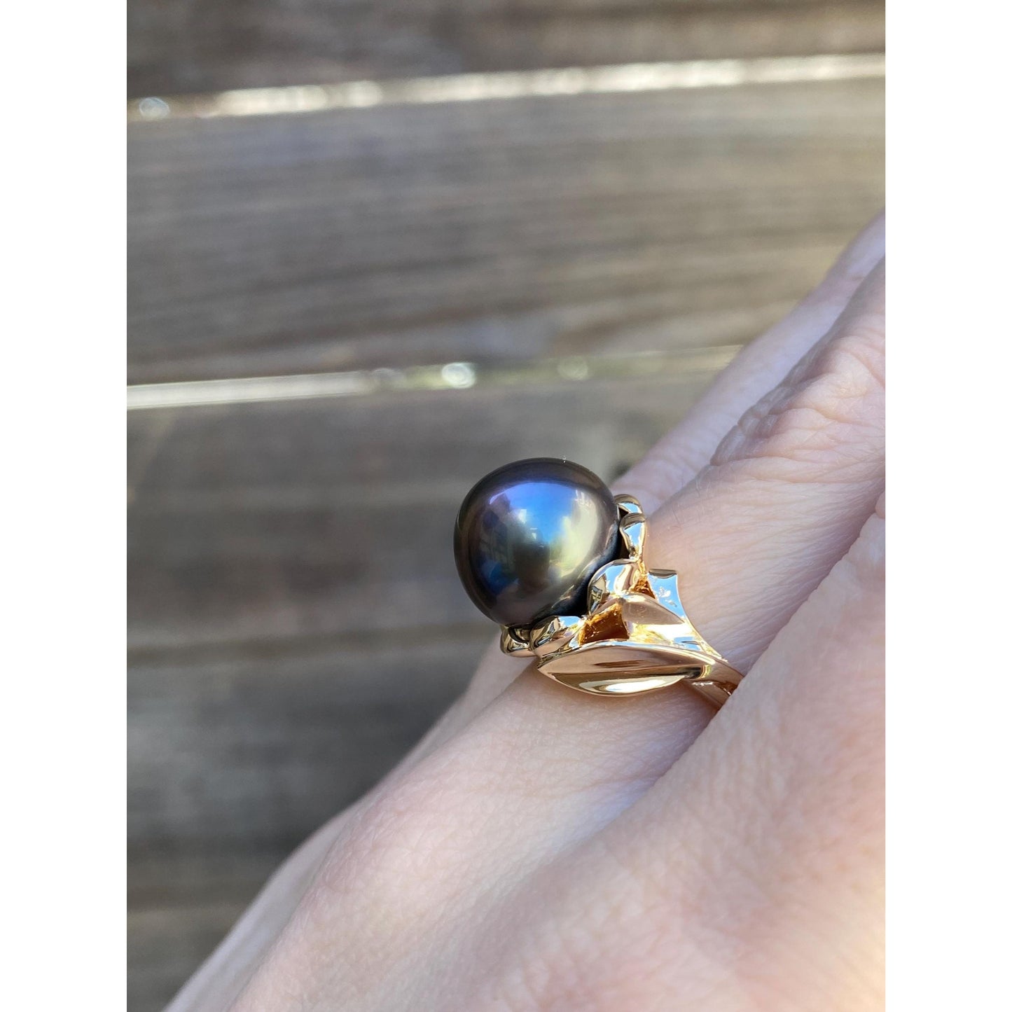Vintage Solid 14k Yellow Gold Mabe Pearl Ring - Size 6