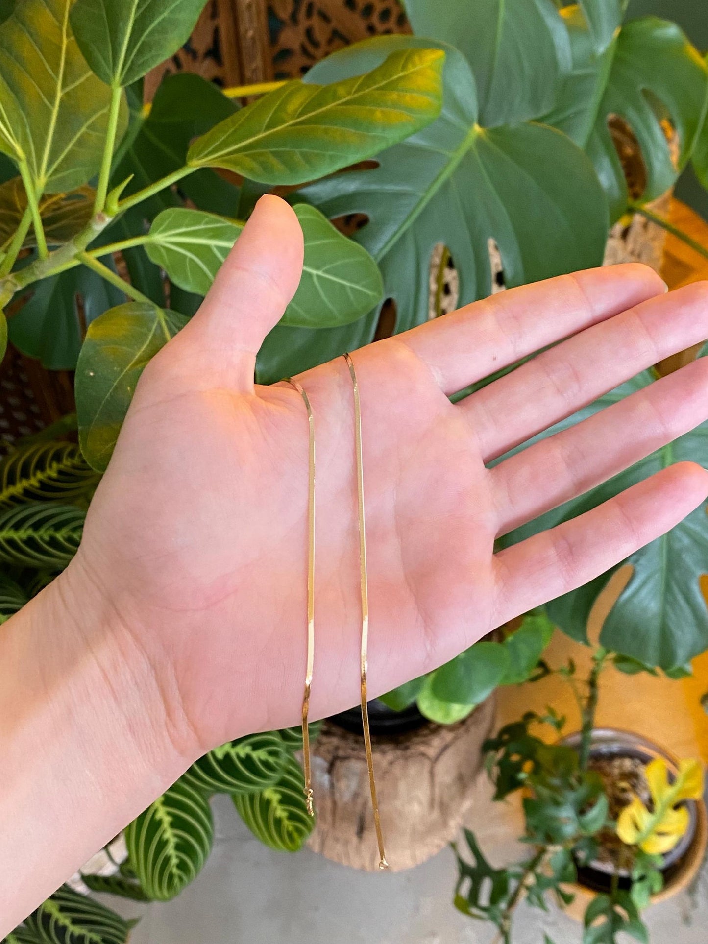 Vintage Solid 14k Yellow Gold Slim Flat Chain Necklace - 18 inches
