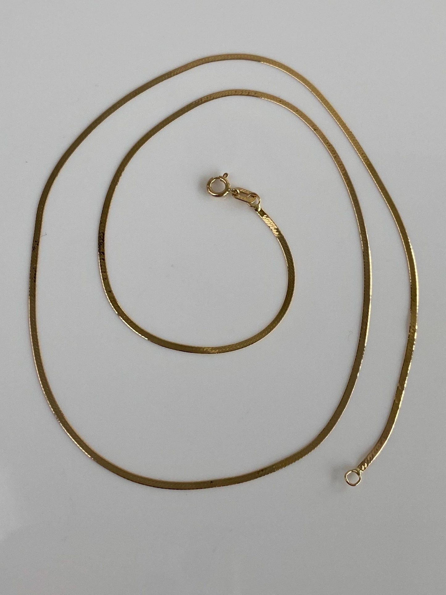 Vintage Solid 14k Yellow Gold Slim Flat Chain Necklace - 18 inches