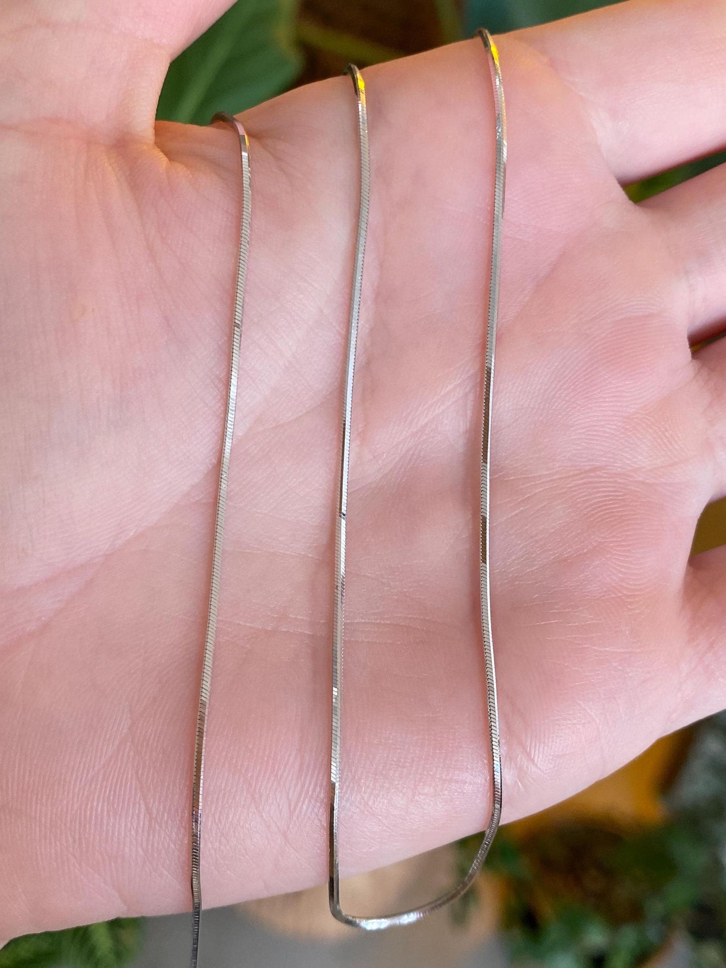 Vintage Solid 14k White Gold Square Snake Chain Necklace - 18 inches