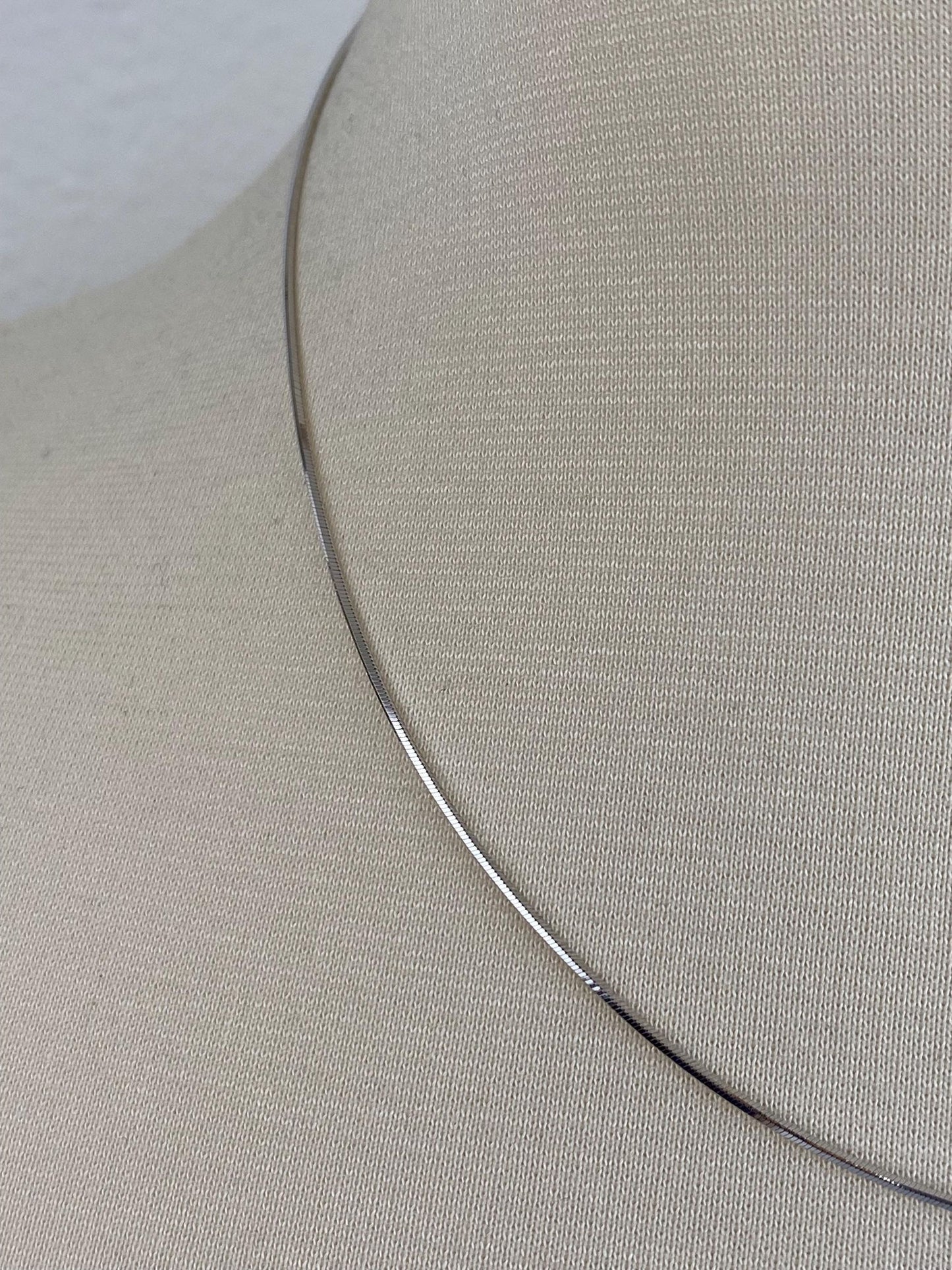 Vintage Solid 14k White Gold Square Snake Chain Necklace - 18 inches
