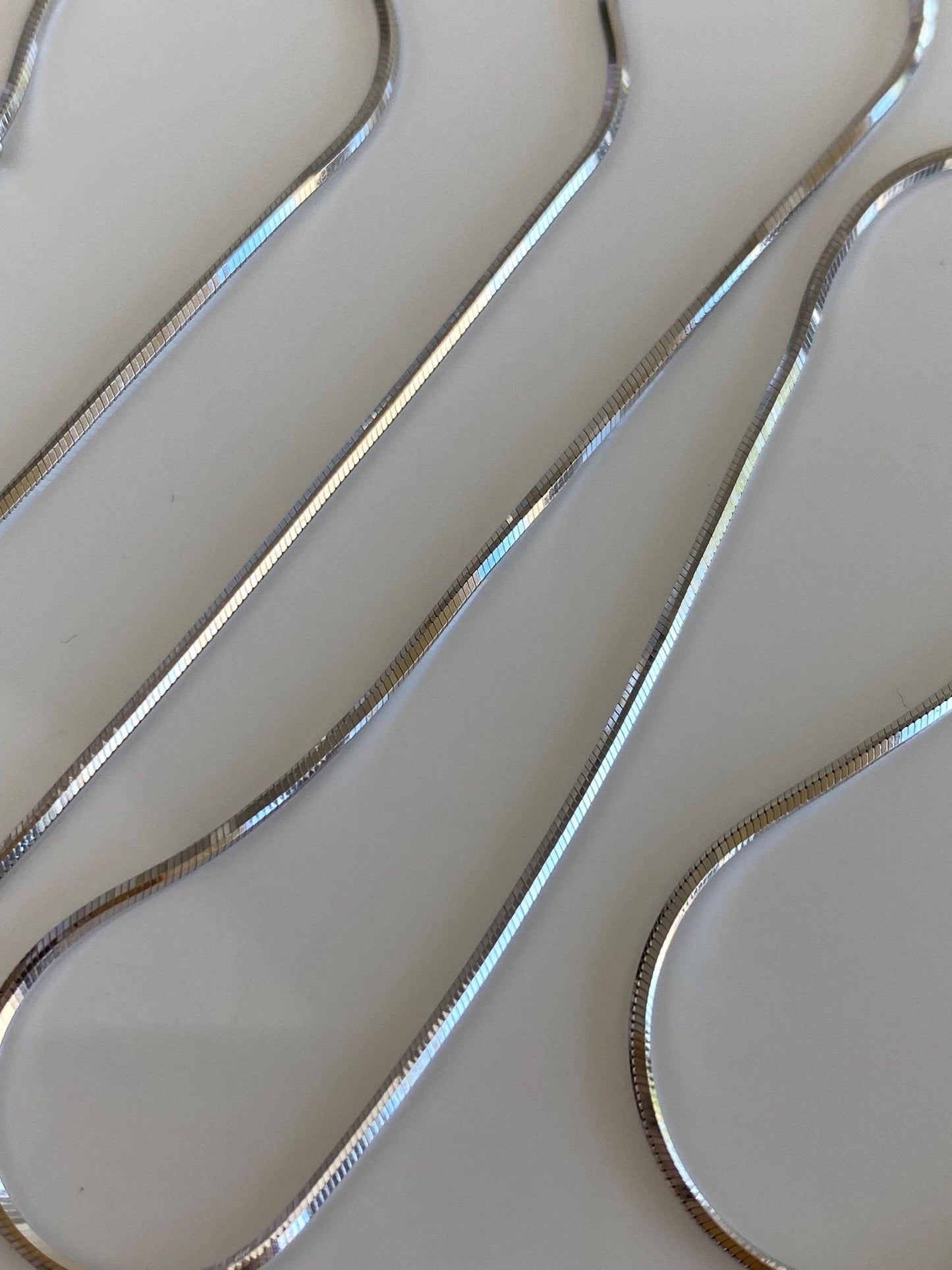 Vintage Solid 14k White Gold Square Snake Chain Necklace - 18 inches
