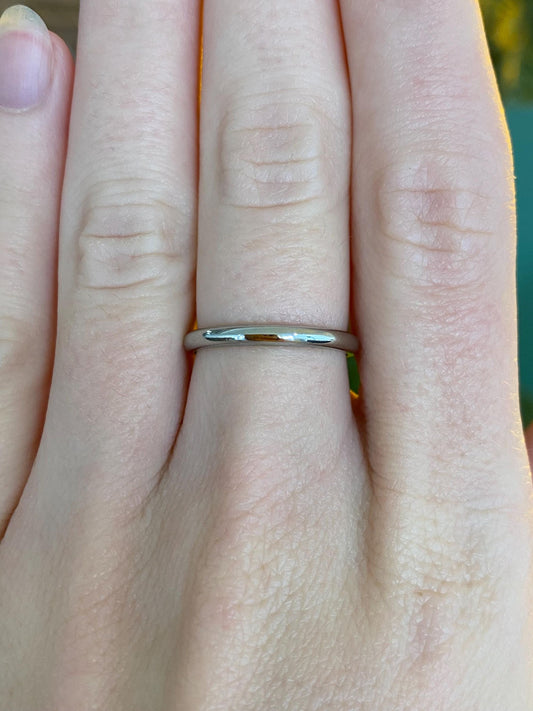 Vintage Solid 18k White Gold Ring Band - Size 6.25