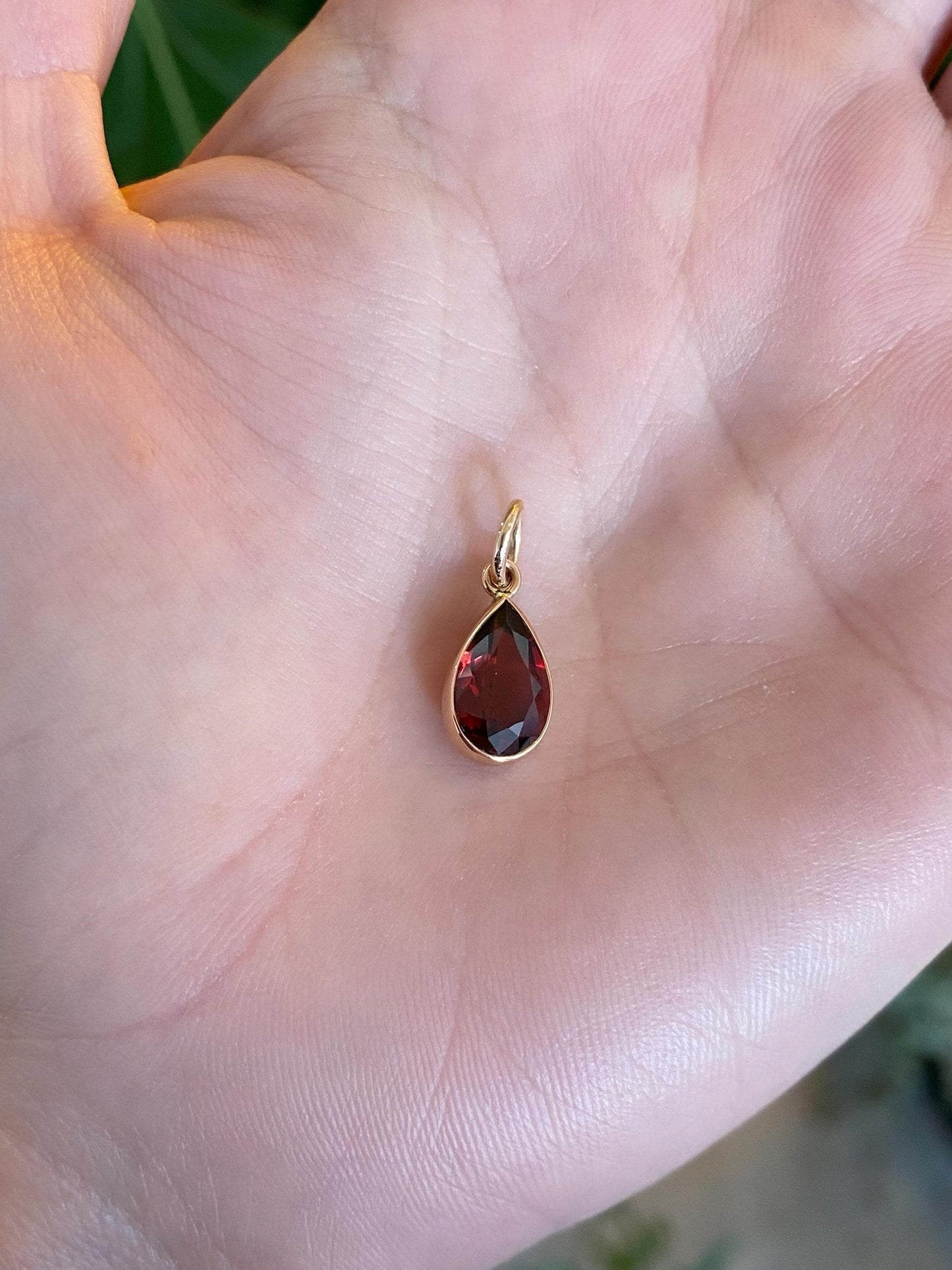 Vintage Solid 10k Yellow Gold Red Cubic Zirconia Teardrop Stick Pin Conversion Charm