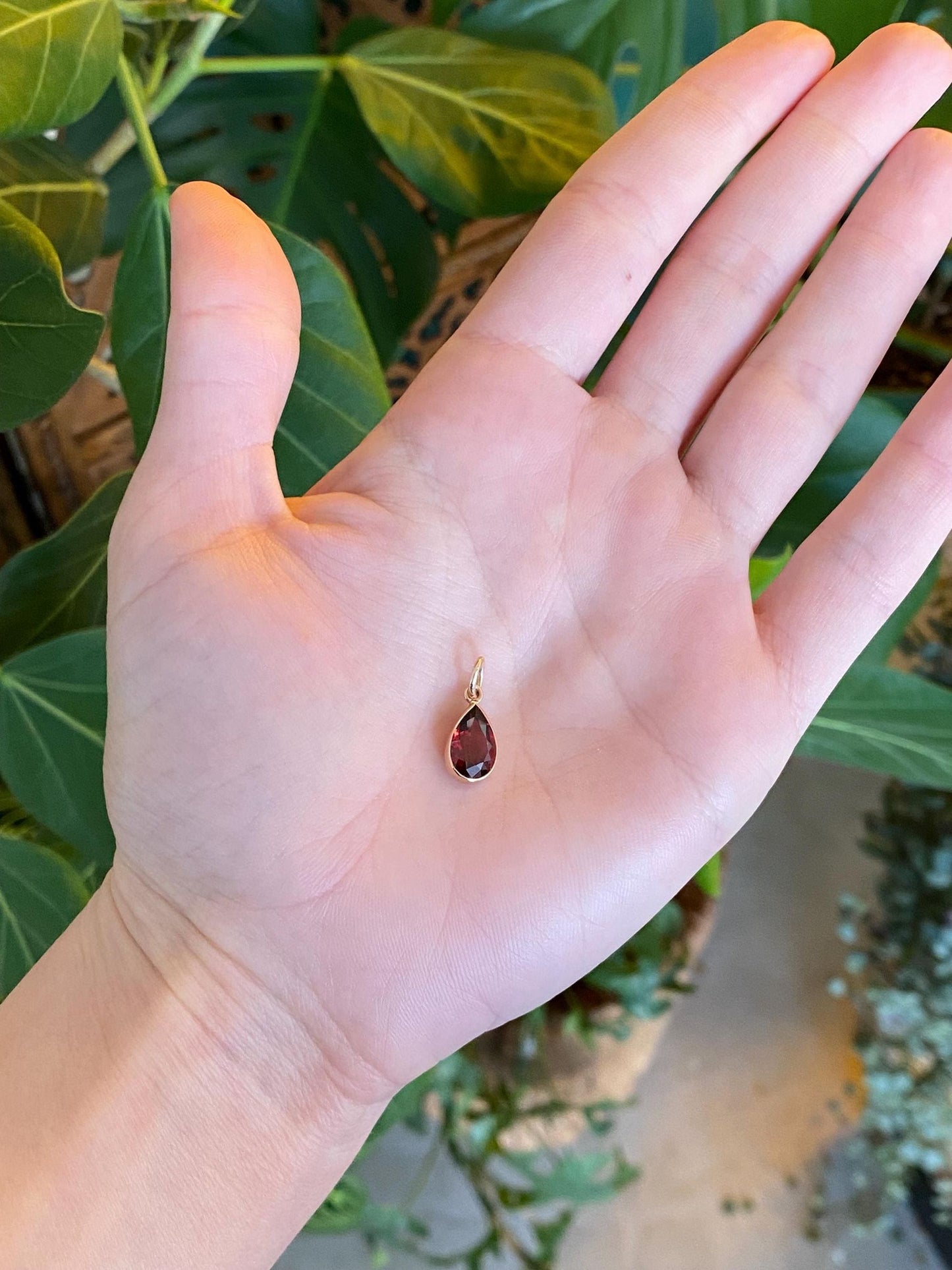 Vintage Solid 10k Yellow Gold Red Cubic Zirconia Teardrop Stick Pin Conversion Charm