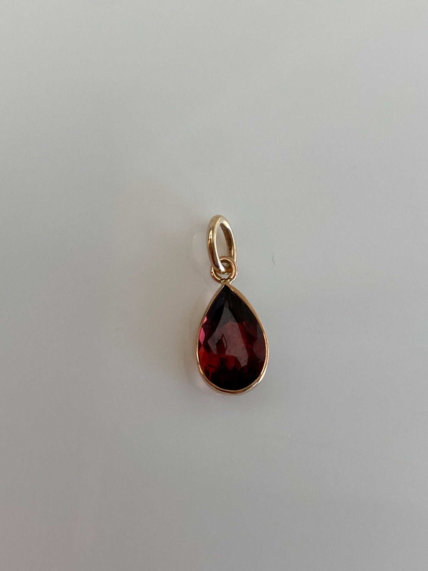 Vintage Solid 10k Yellow Gold Red Cubic Zirconia Teardrop Stick Pin Conversion Charm