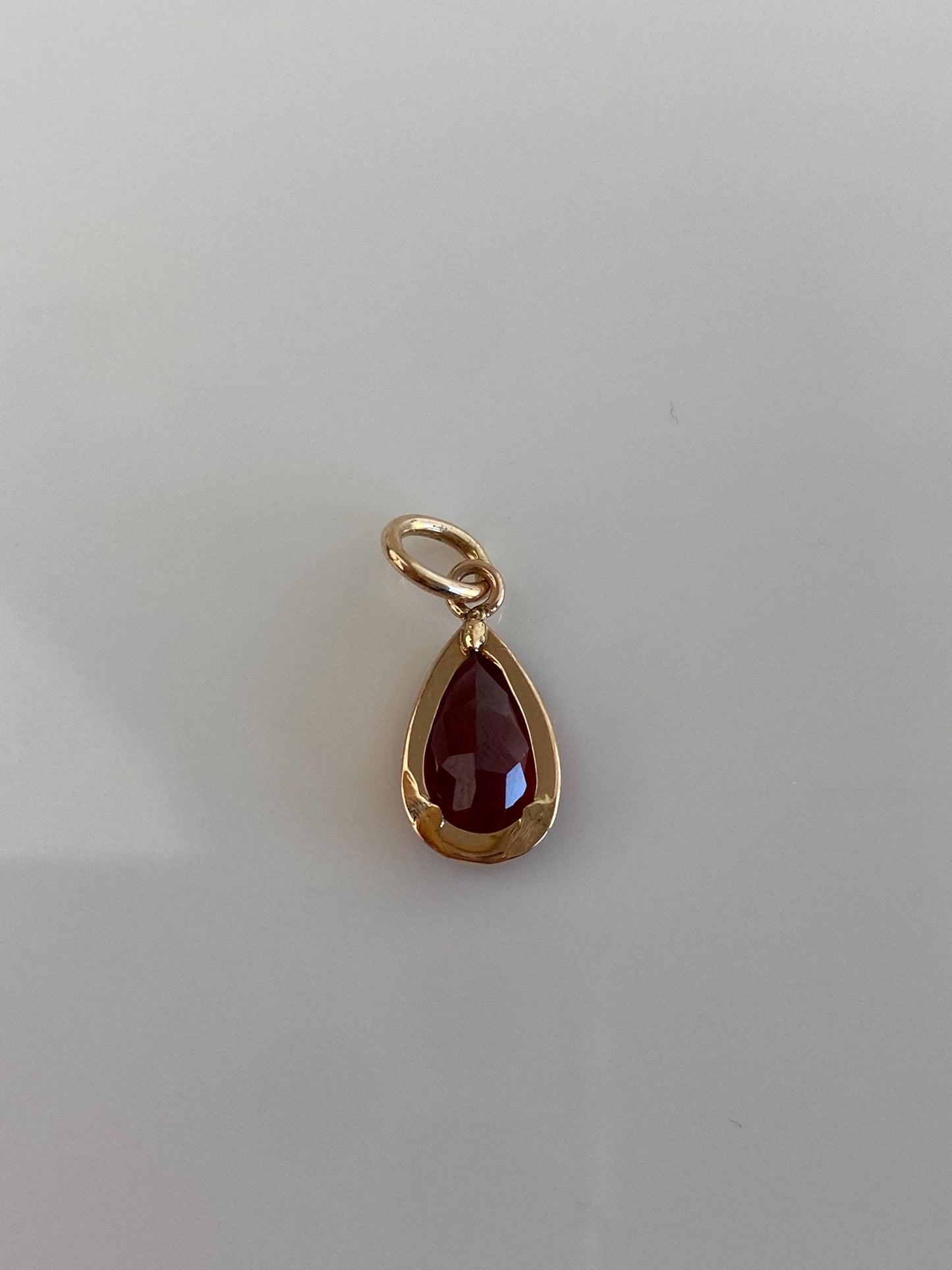 Vintage Solid 10k Yellow Gold Red Cubic Zirconia Teardrop Stick Pin Conversion Charm