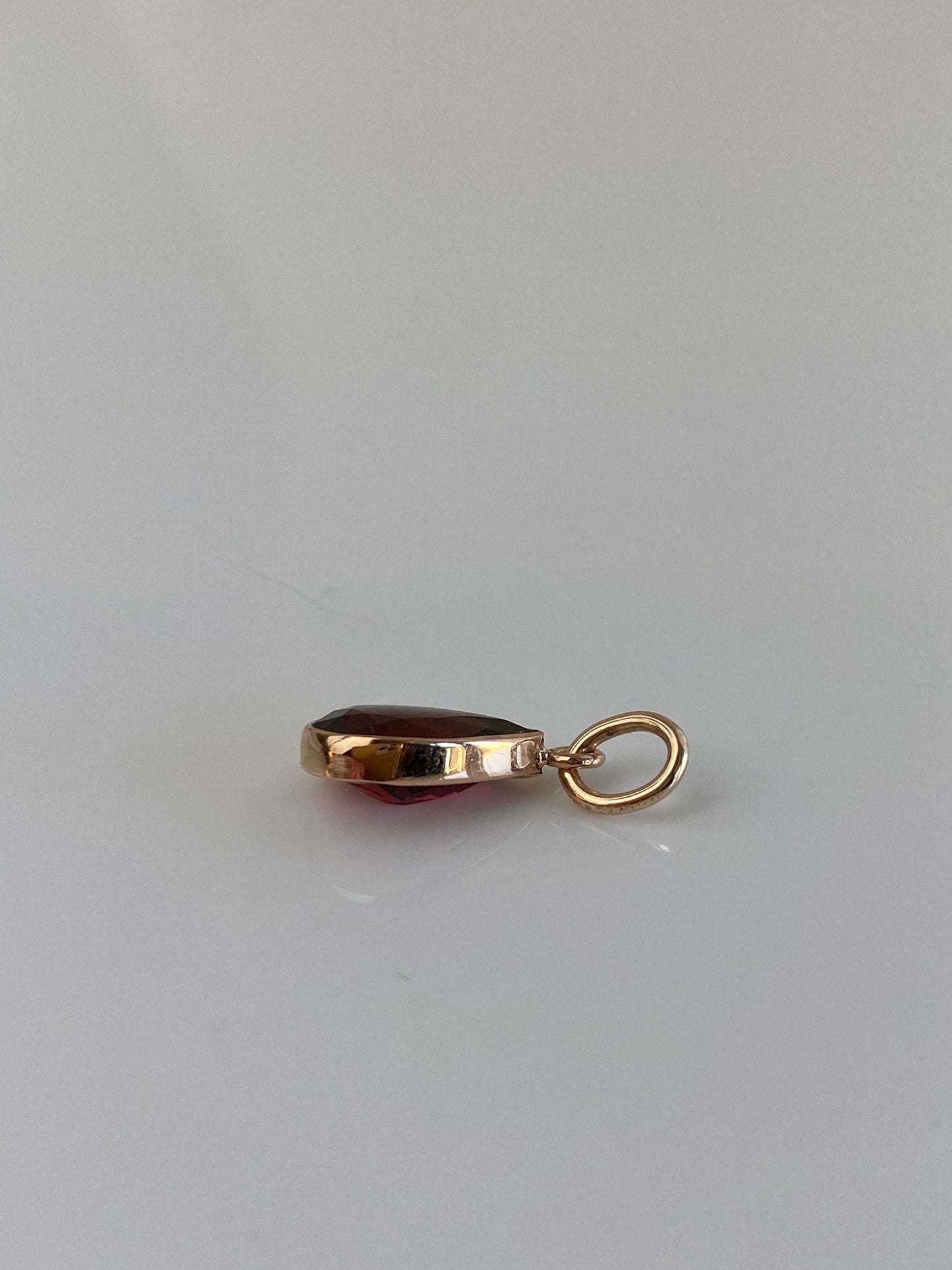 Vintage Solid 10k Yellow Gold Red Cubic Zirconia Teardrop Stick Pin Conversion Charm