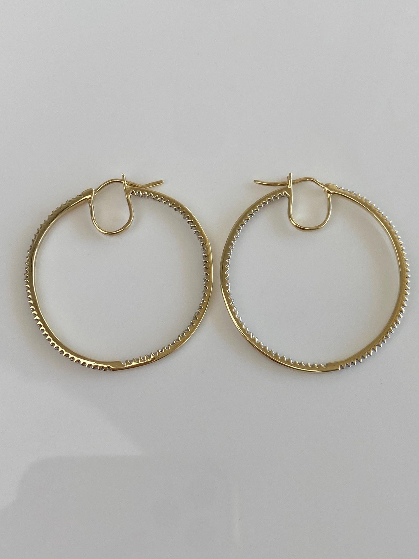 Vintage Solid 10k Yellow Gold Diamond Hoop Earrings