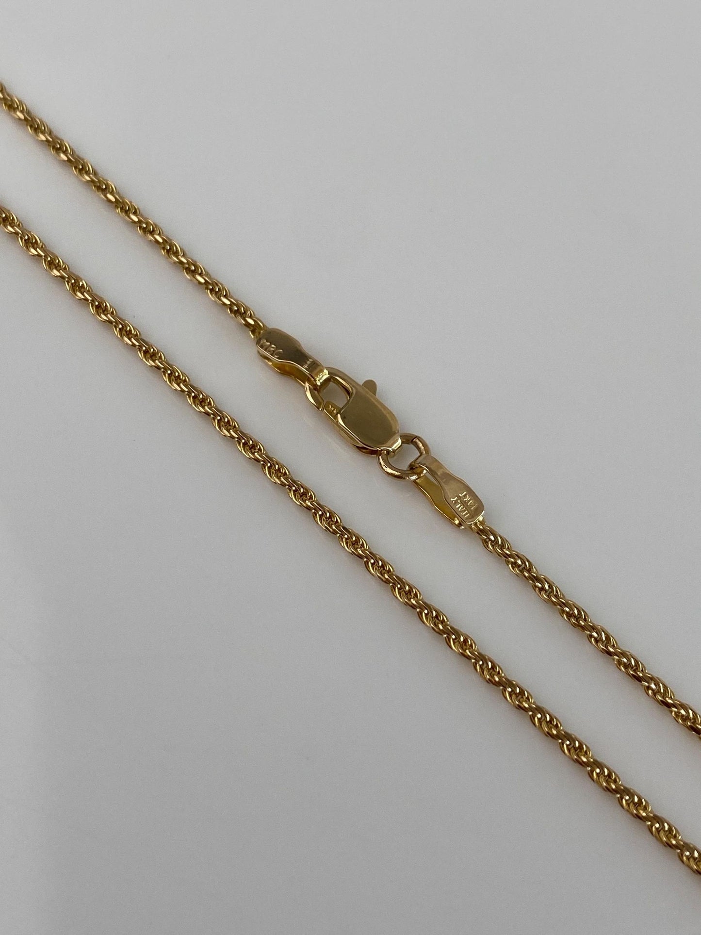 Vintage Solid 14k Yellow Gold Slim Rope Chain Necklace - 24 inches