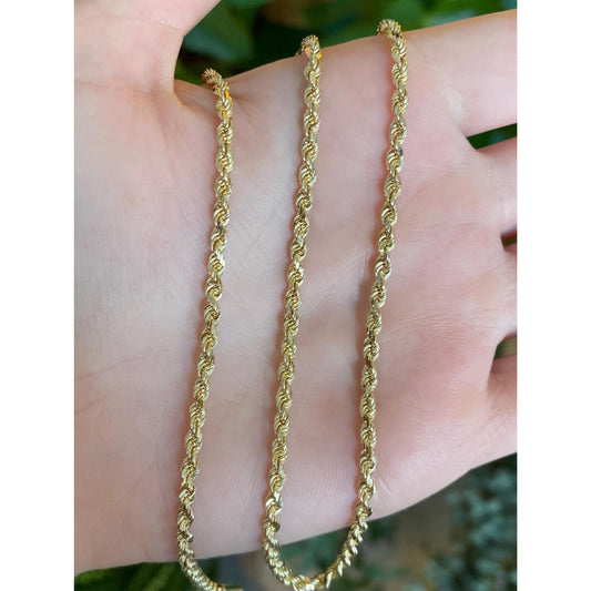 Vintage Solid 14k Yellow Gold Rope Chain Necklace - 18 inches