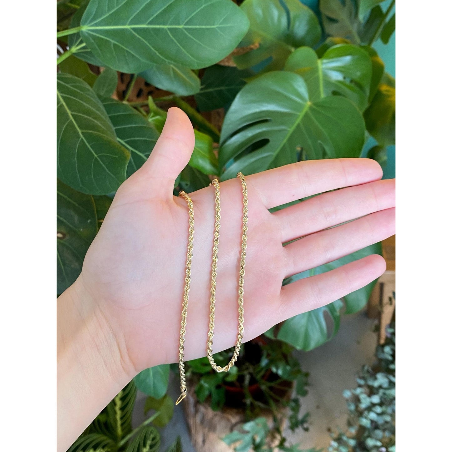 Vintage Solid 14k Yellow Gold Rope Chain Necklace - 18 inches