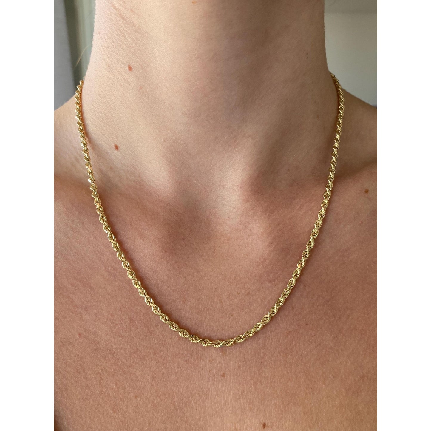 Vintage Solid 14k Yellow Gold Rope Chain Necklace - 18 inches