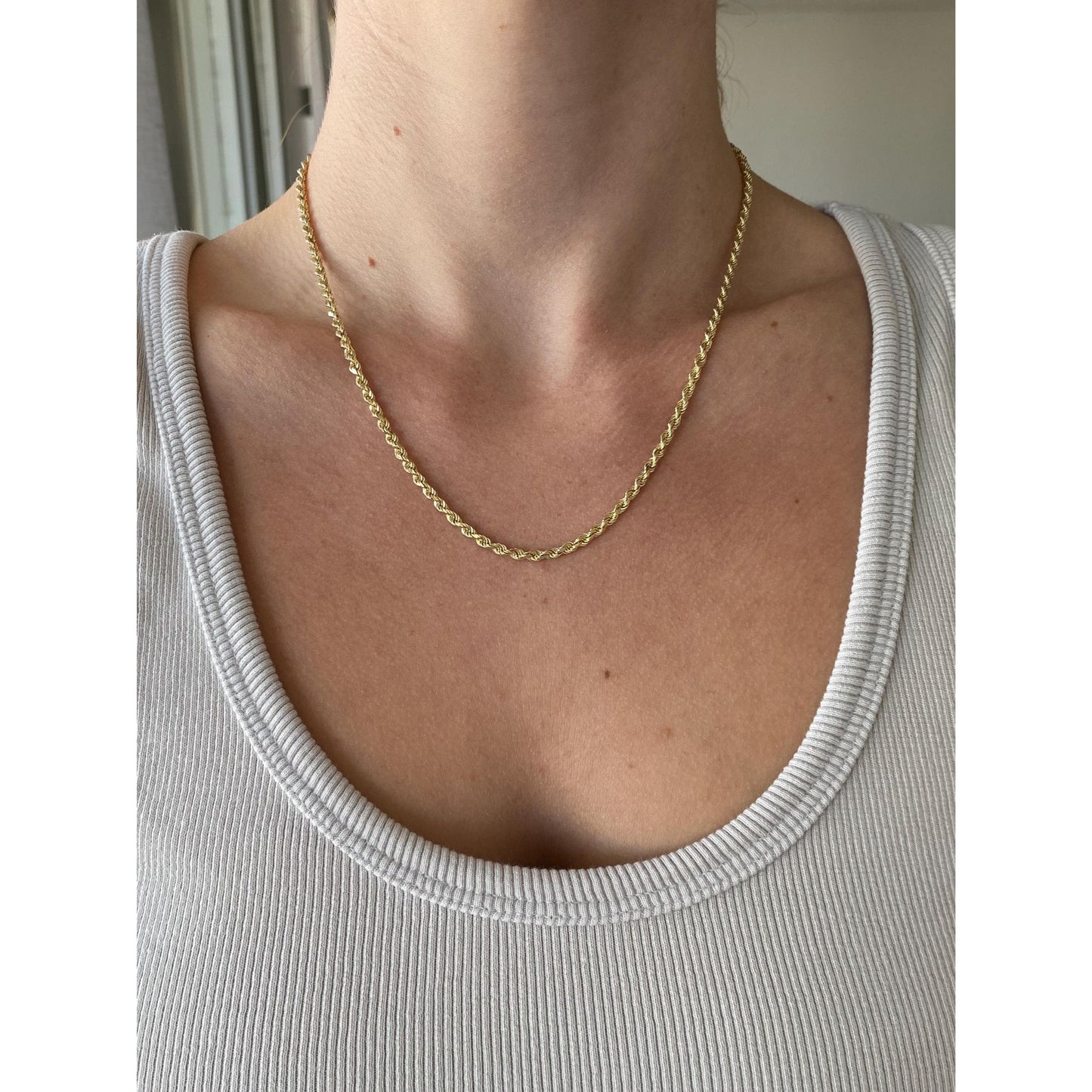 Vintage Solid 14k Yellow Gold Rope Chain Necklace - 18 inches