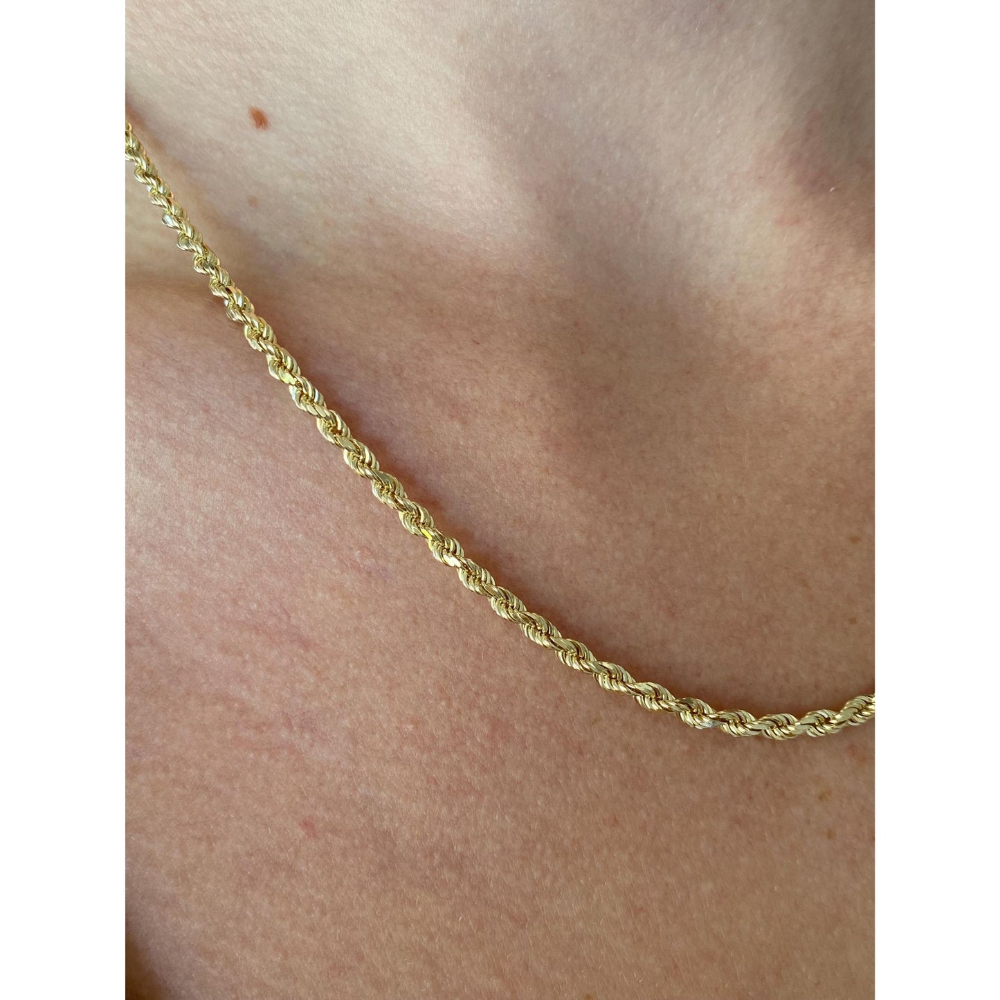Vintage Solid 14k Yellow Gold Rope Chain Necklace - 18 inches