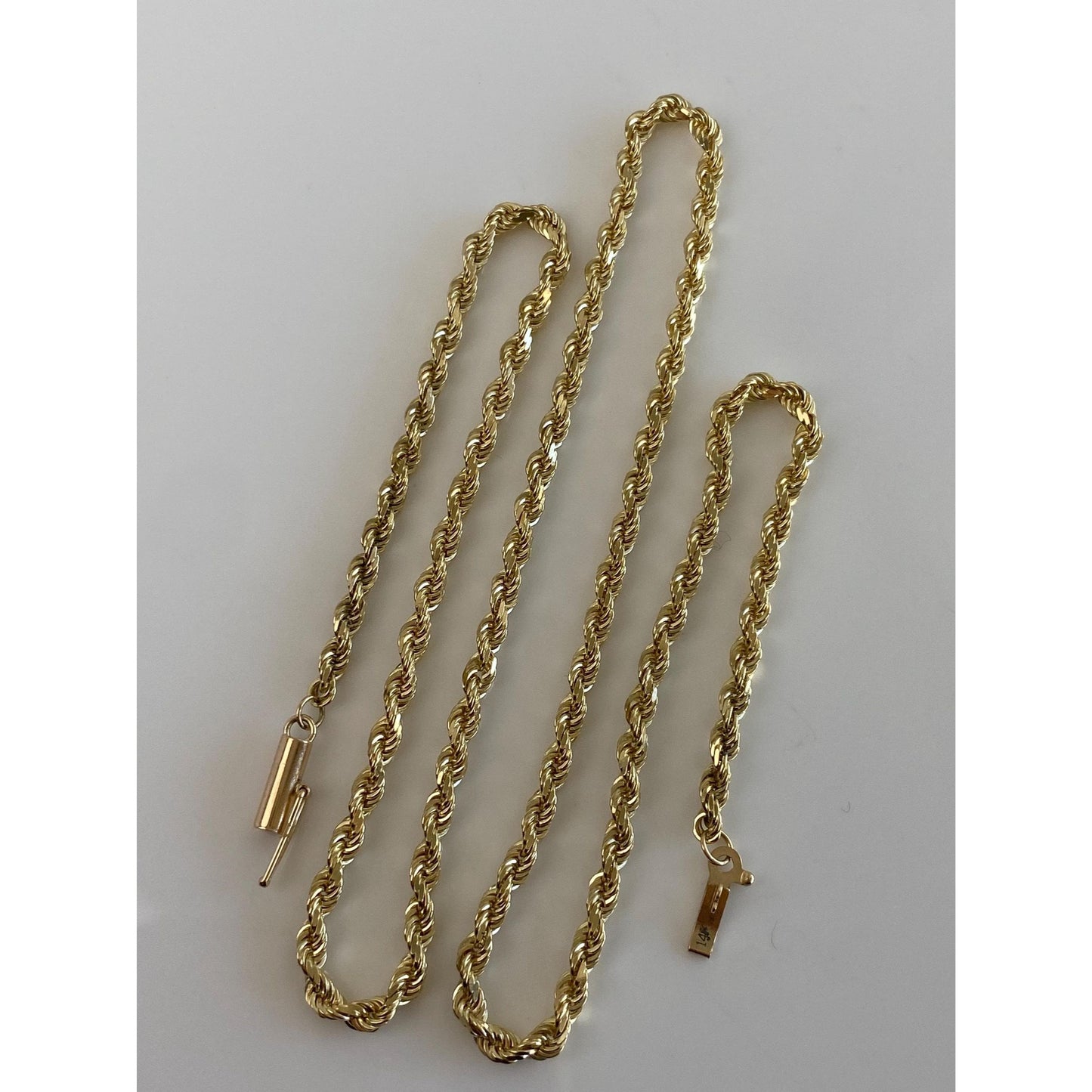 Vintage Solid 14k Yellow Gold Rope Chain Necklace - 18 inches